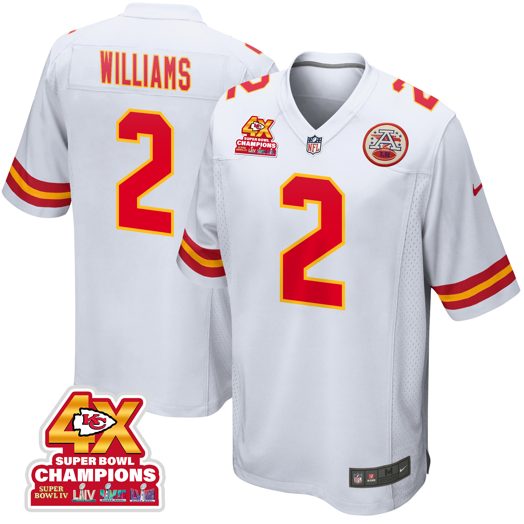 Joshua Williams 2 Kansas City Chiefs Super Bowl LVIII Champions 4X Game Men Jersey - White
