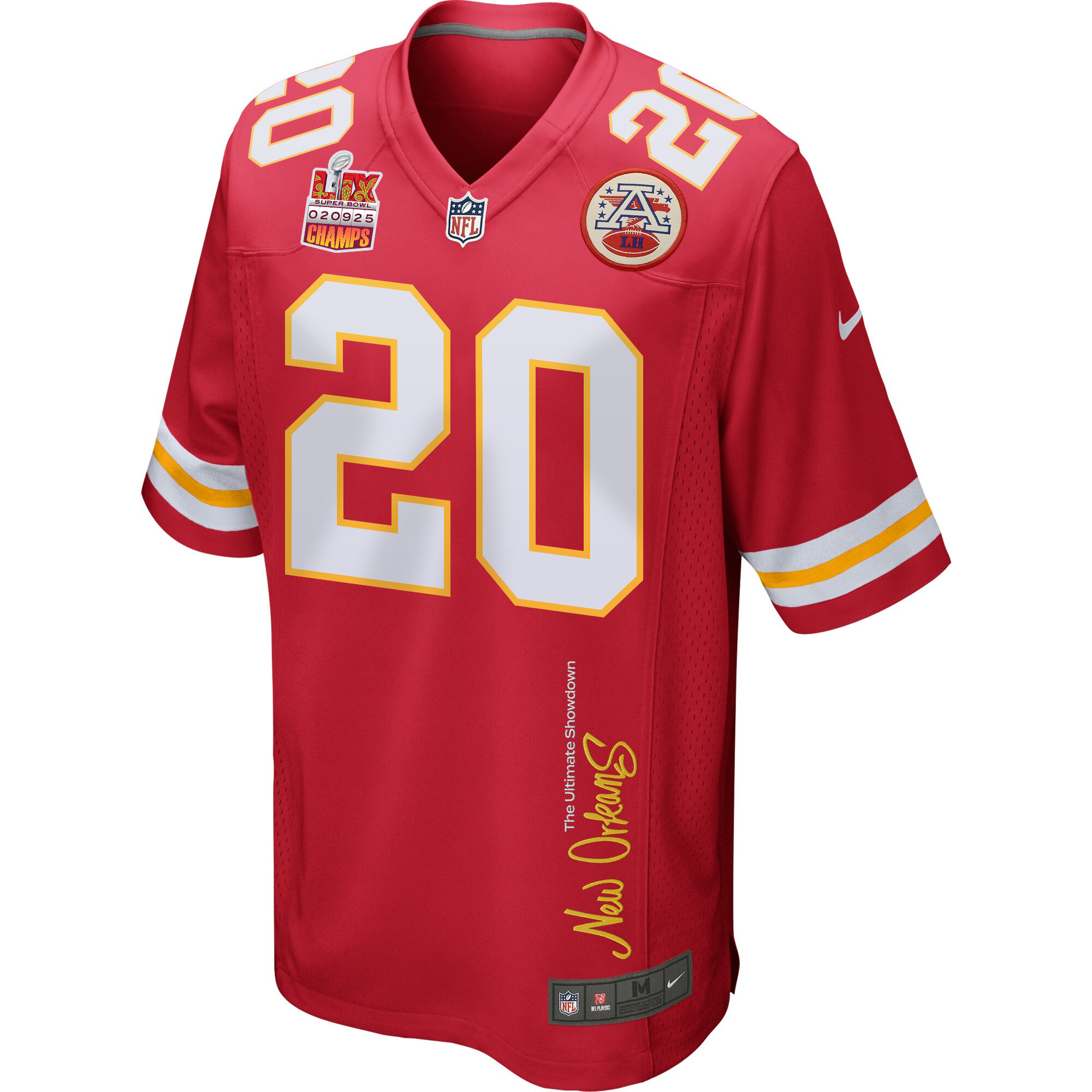 Justin Reid 20 Kansas City Chiefs Super Bowl LIX Champions Patch 'New Orleans - The Ultimate Showdown' EMBROIDERED Game Men Jersey - Red