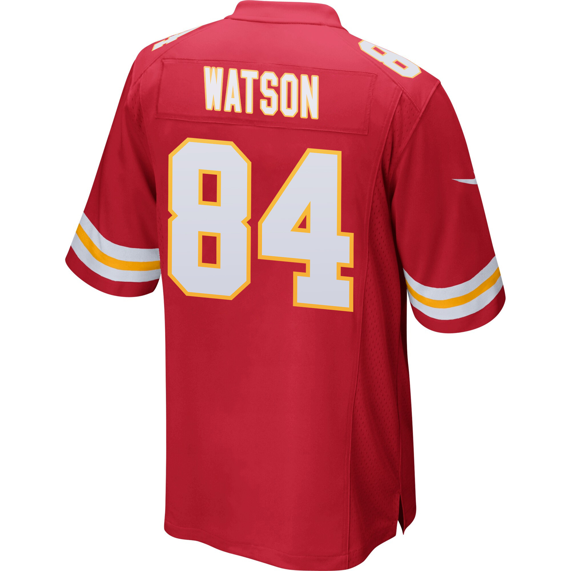 Justin Watson 84 Kansas City Chiefs Super Bowl LVIII Champions 4 Stars Patch Game Men Jersey - Red