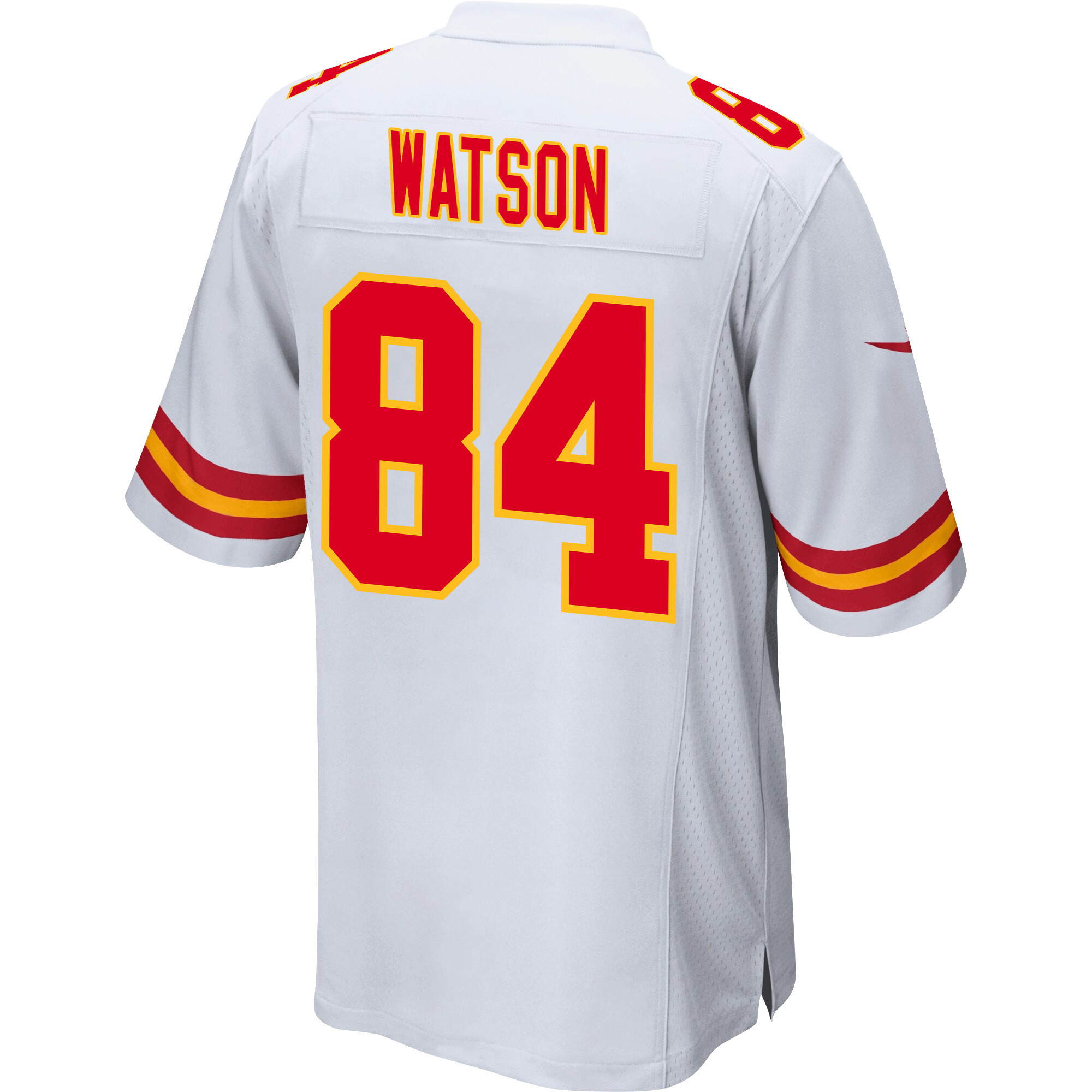 Justin Watson 84 Kansas City Chiefs Super Bowl LVIII Champions 4 Stars Patch Game Men Jersey - White