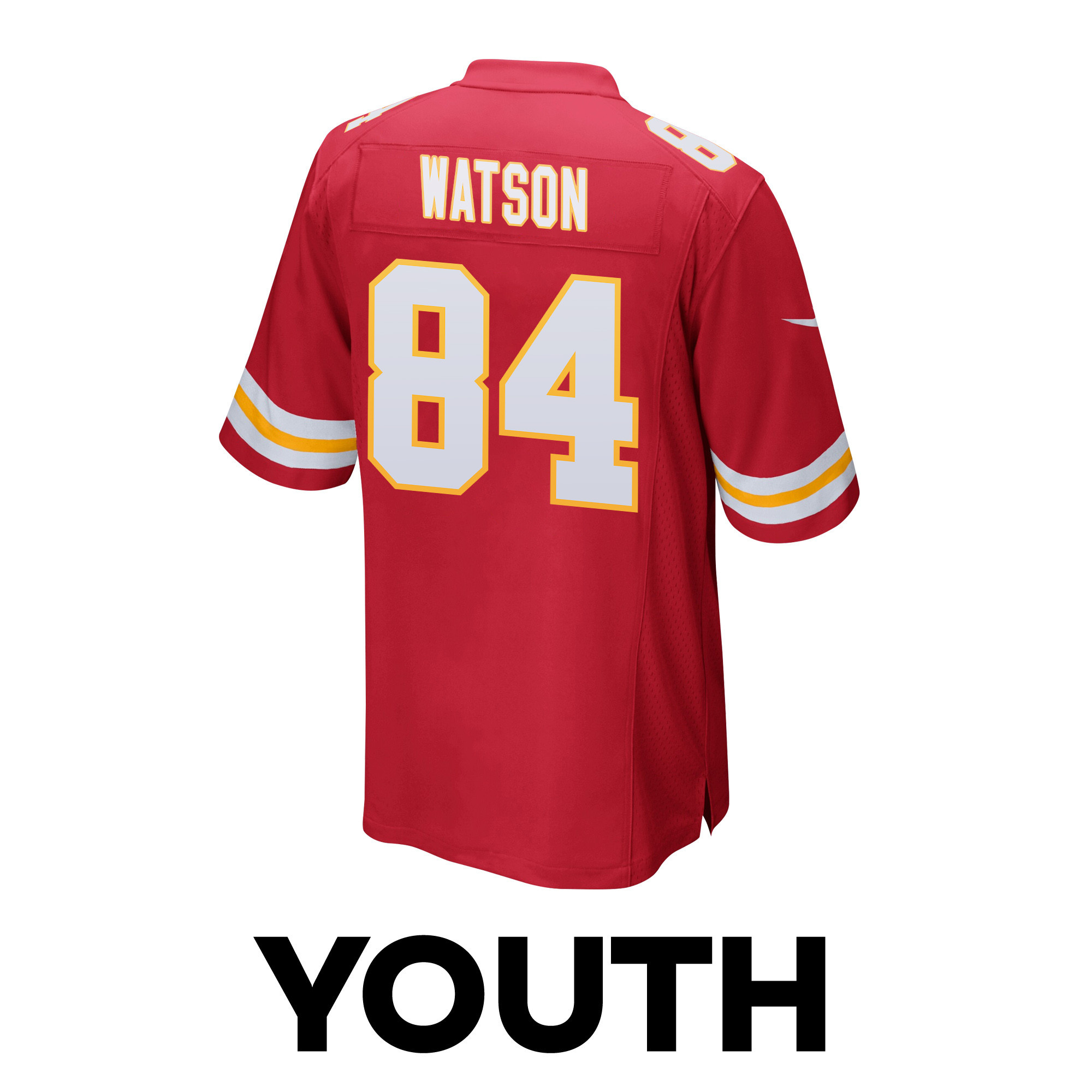 Justin Watson 84 Kansas City Chiefs Super Bowl LVIII Champions 4 Stars Patch Game YOUTH Jersey - Red