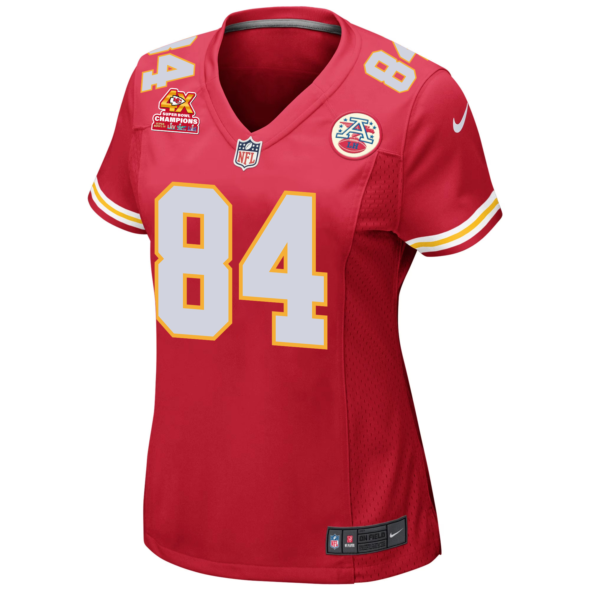 Justin Watson 84 Kansas City Chiefs Super Bowl LVIII Champions 4X Game Women Jersey – Red