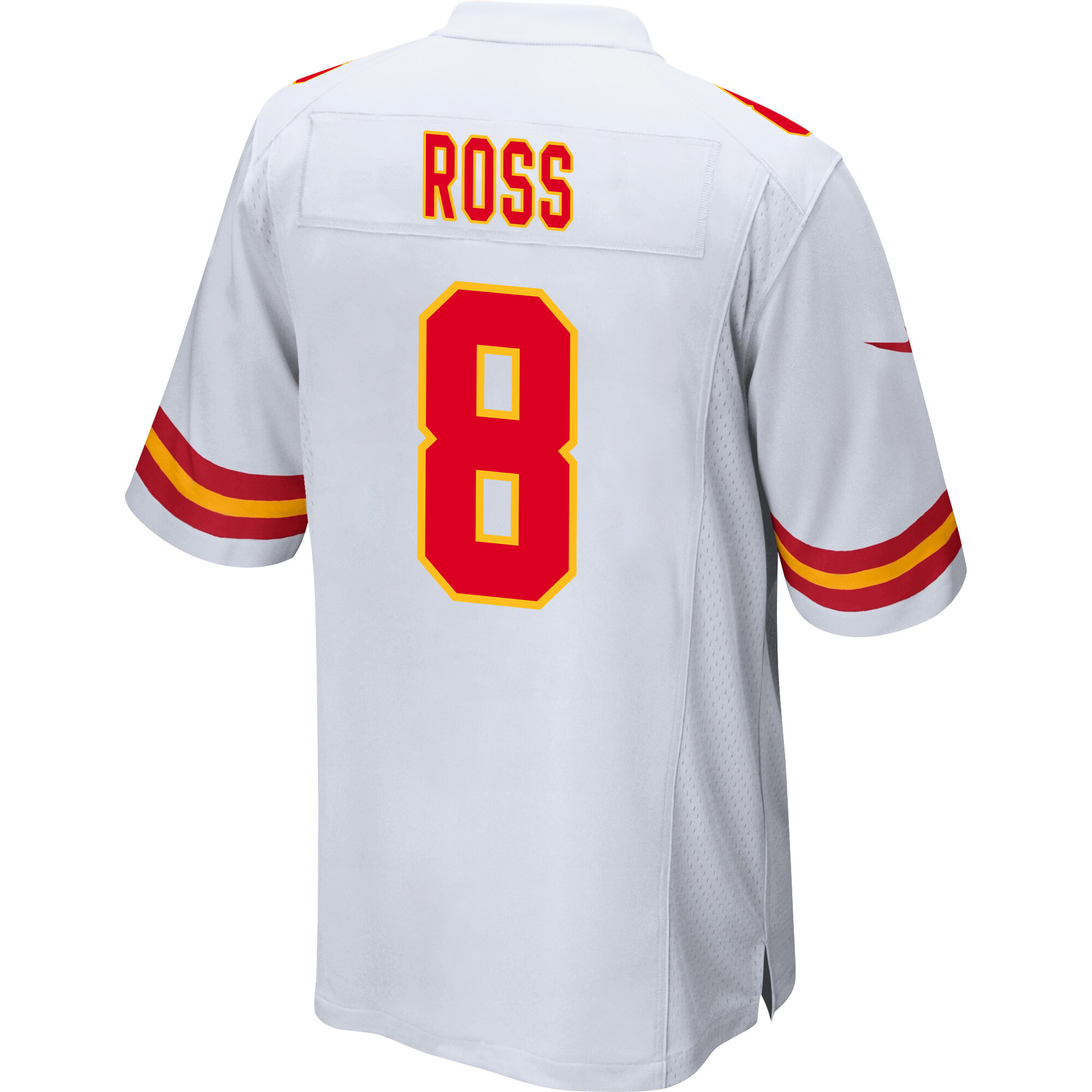 Justyn Ross 8 Kansas City Chiefs Super Bowl LVIII Champions 4 Stars Patch Game Men Jersey - White