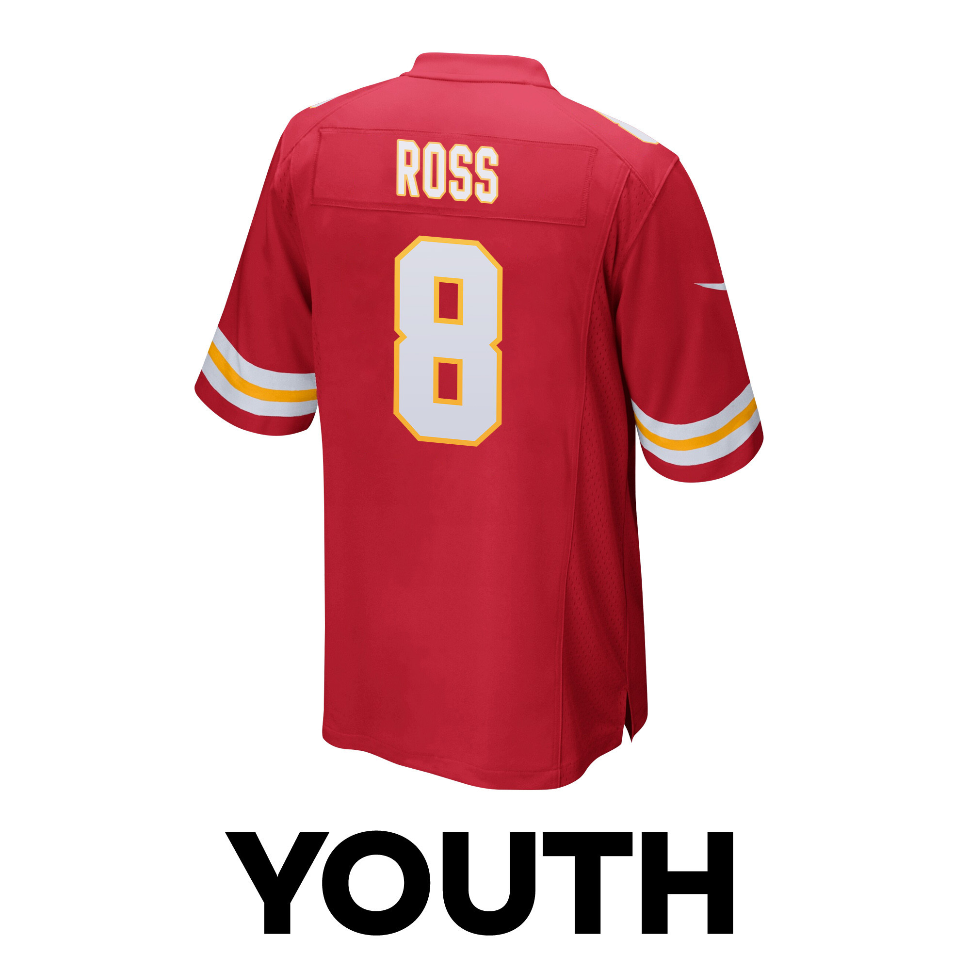 Justyn Ross 8 Kansas City Chiefs Super Bowl LVIII Champions 4 Stars Patch Game YOUTH Jersey - Red