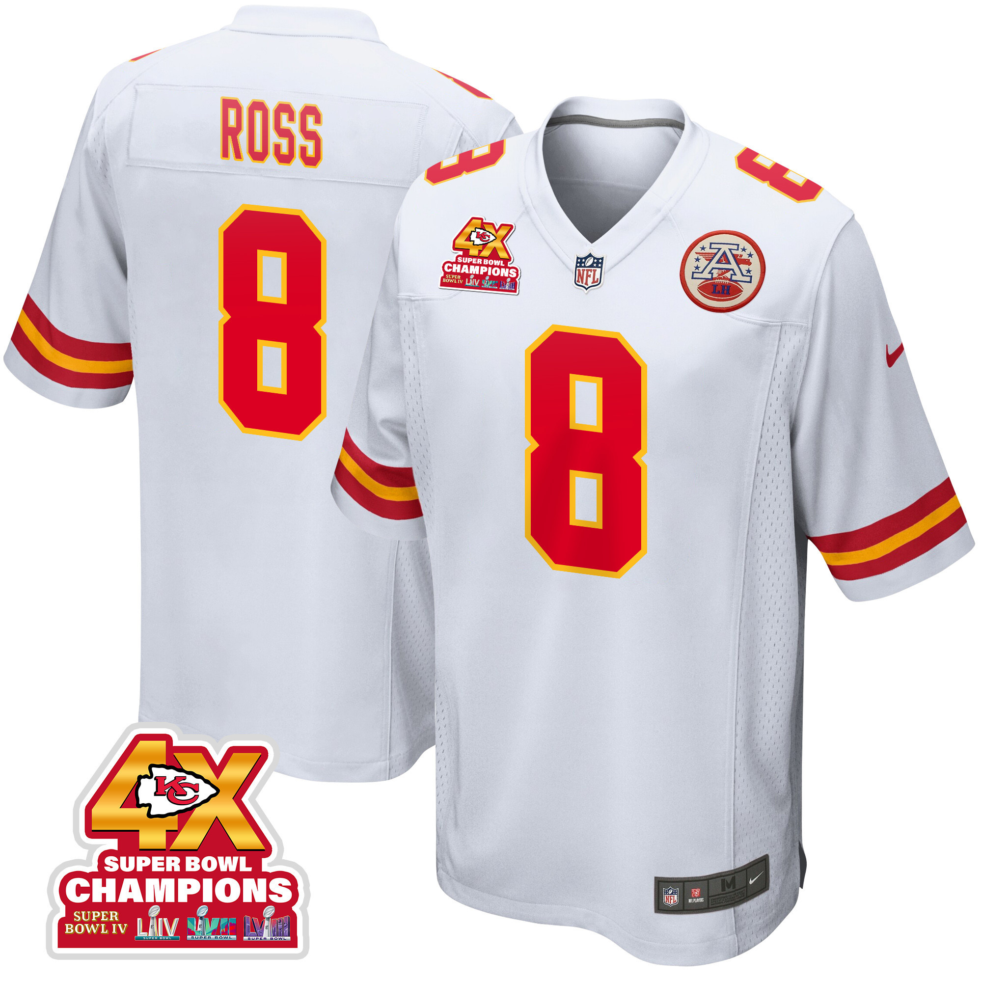 Justyn Ross 8 Kansas City Chiefs Super Bowl LVIII Champions 4X Game Men Jersey - White