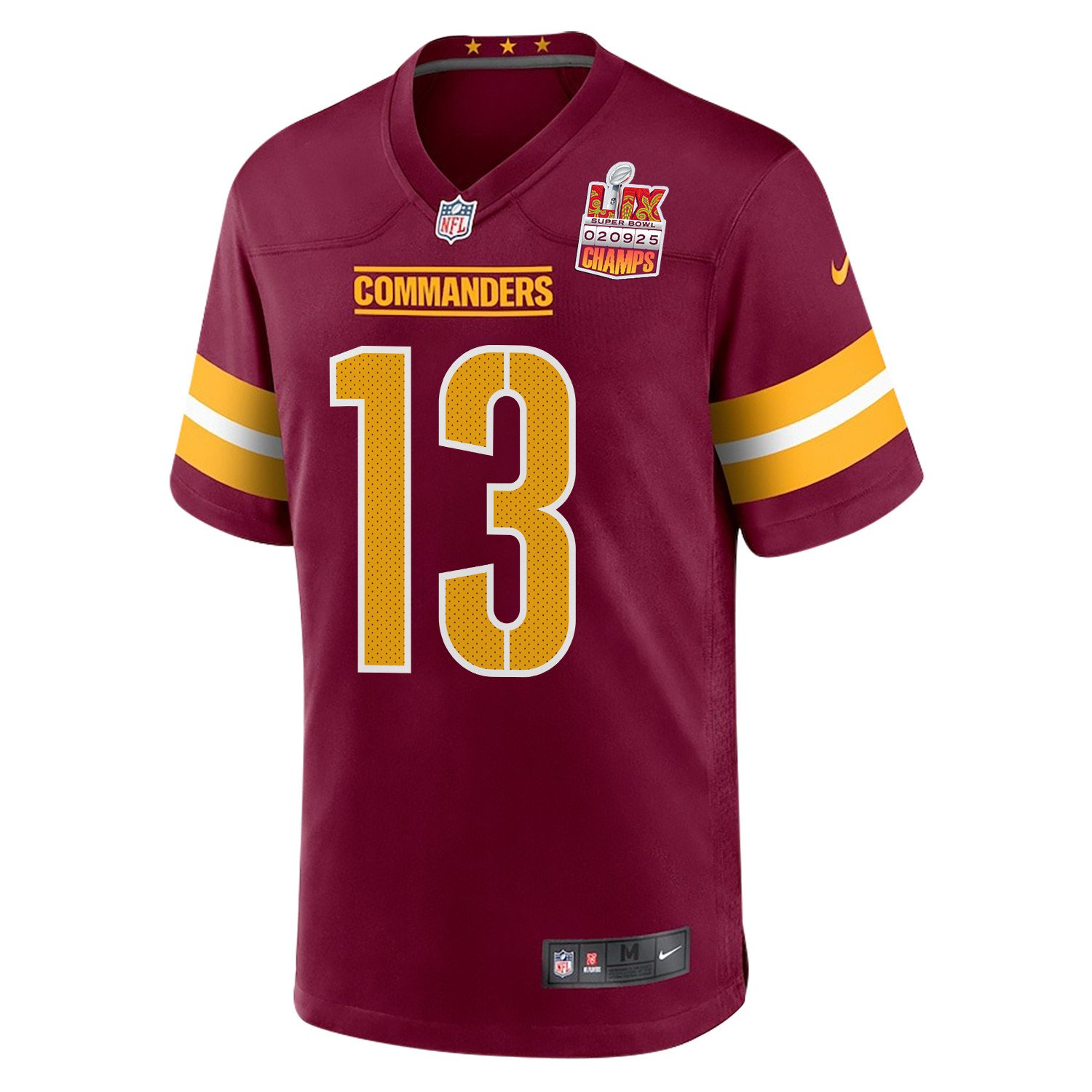 K.J. Osborn 13 Washington Commanders Super Bowl LIX Champions Patch Game Men Jersey - Burgundy