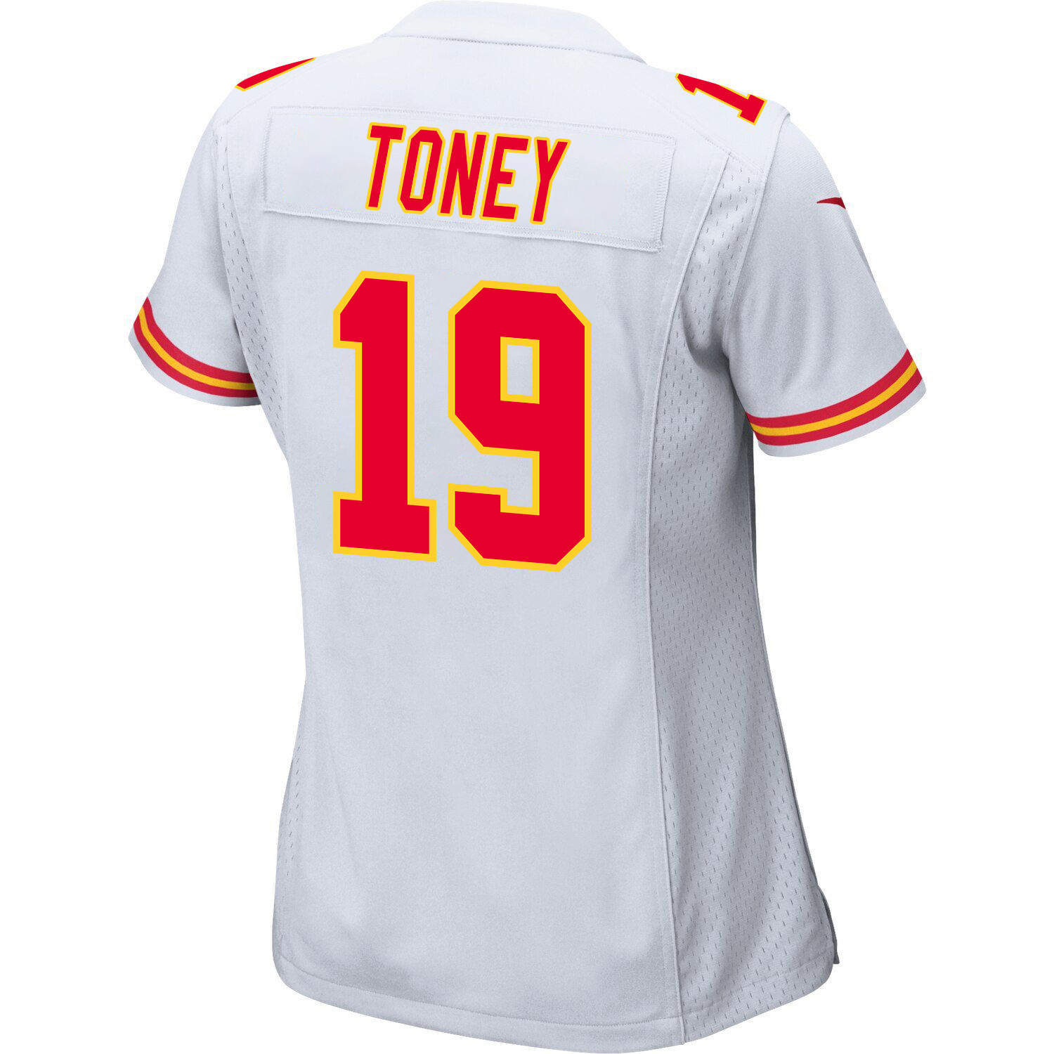 Kadarius Toney 19 Kansas City Chiefs Super Bowl LVIII Champions 4 Stars Patch Game Women Jersey - White