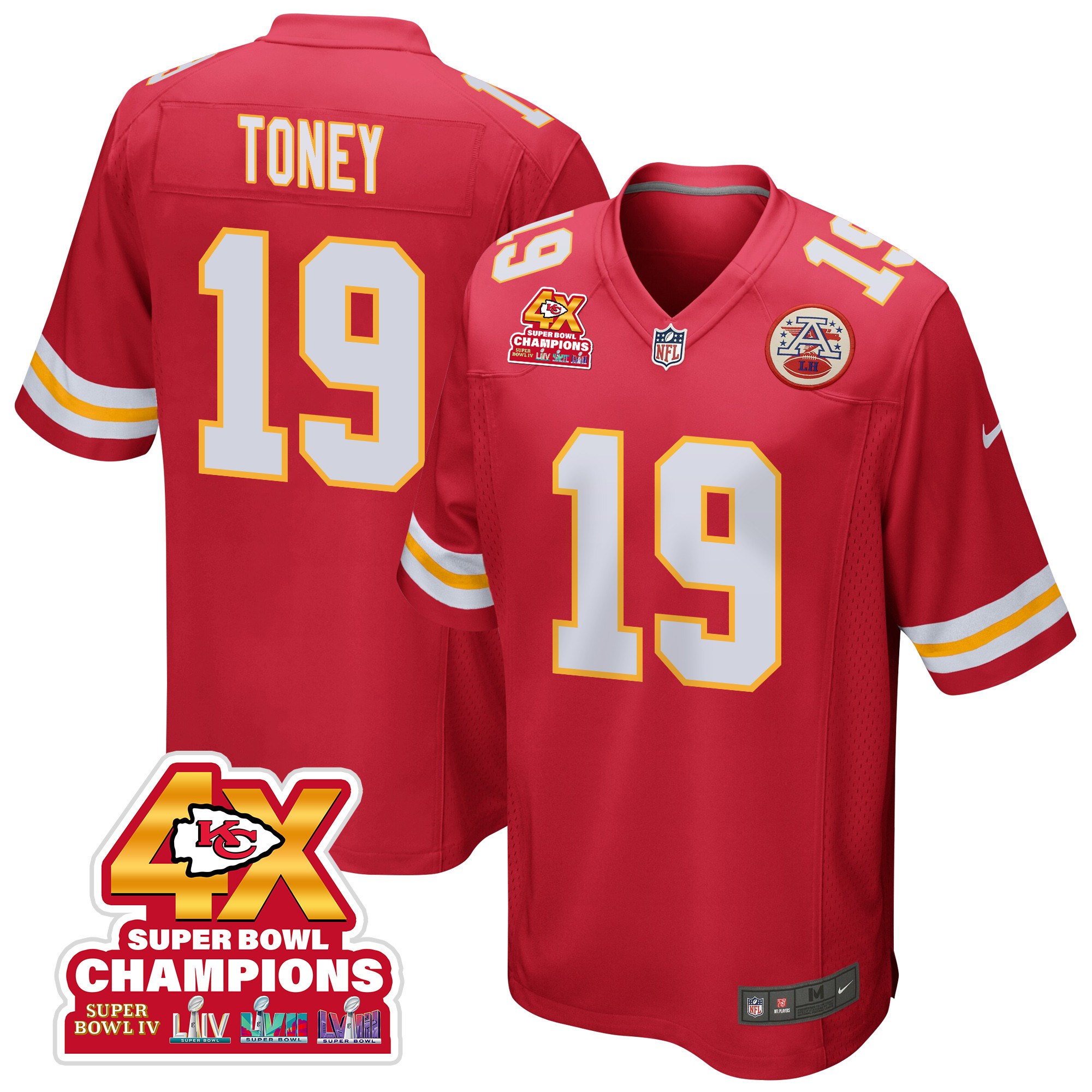 Kadarius Toney 19 Kansas City Chiefs Super Bowl LVIII Champions 4X Game Men Jersey - Red