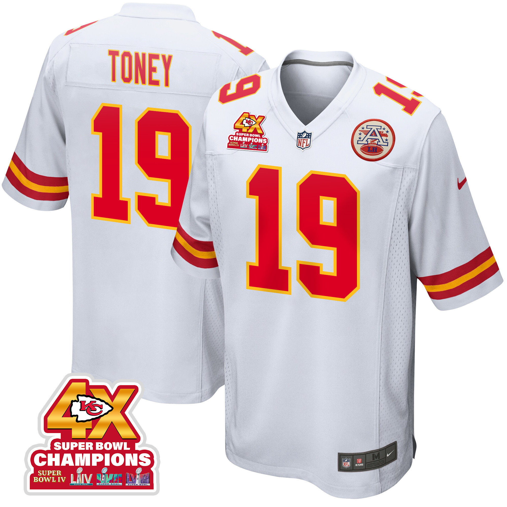 Kadarius Toney 19 Kansas City Chiefs Super Bowl LVIII Champions 4X Game Men Jersey - White