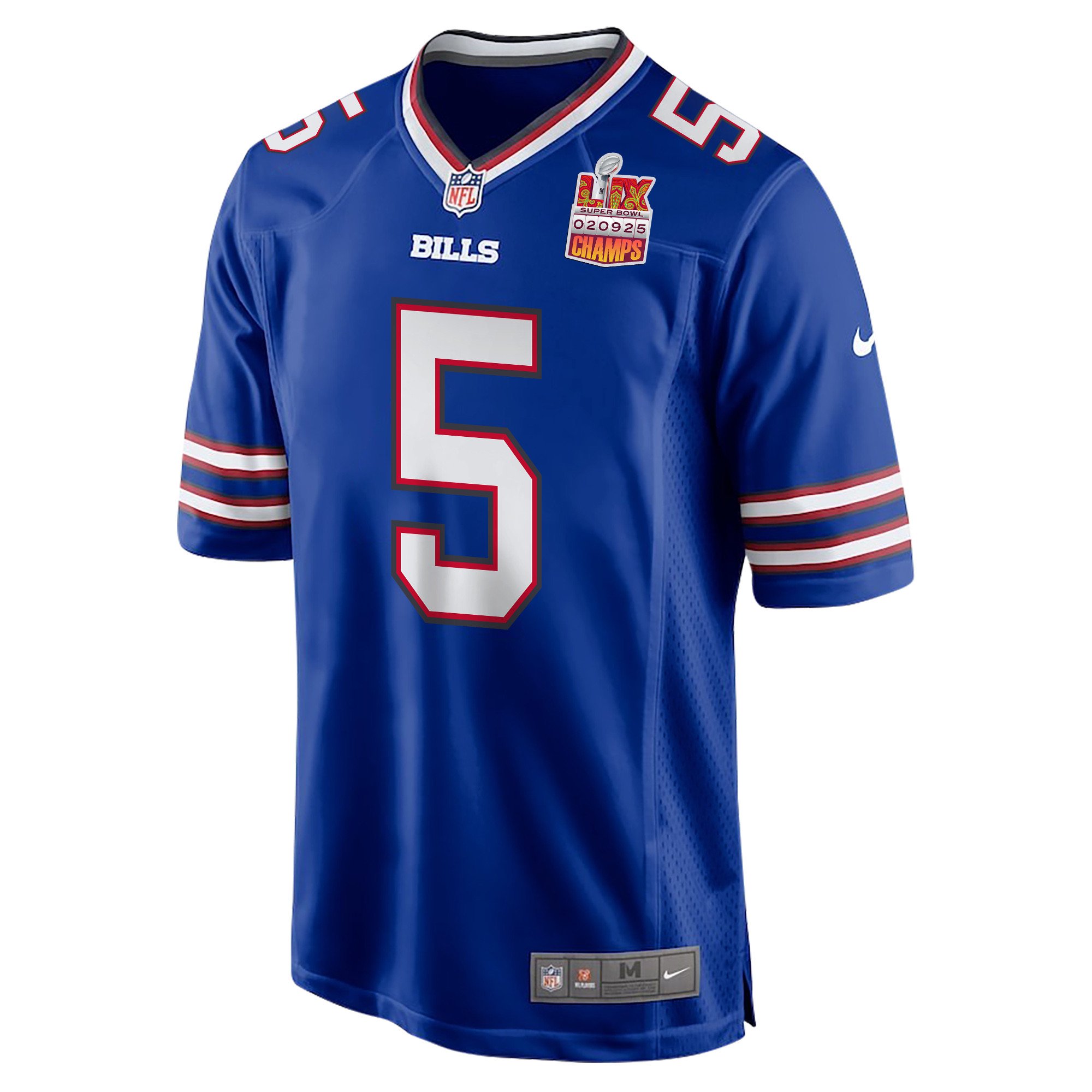Kaiir Elam 5 Buffalo Bills Super Bowl LIX Champions Patch Game Men Jersey - Royal