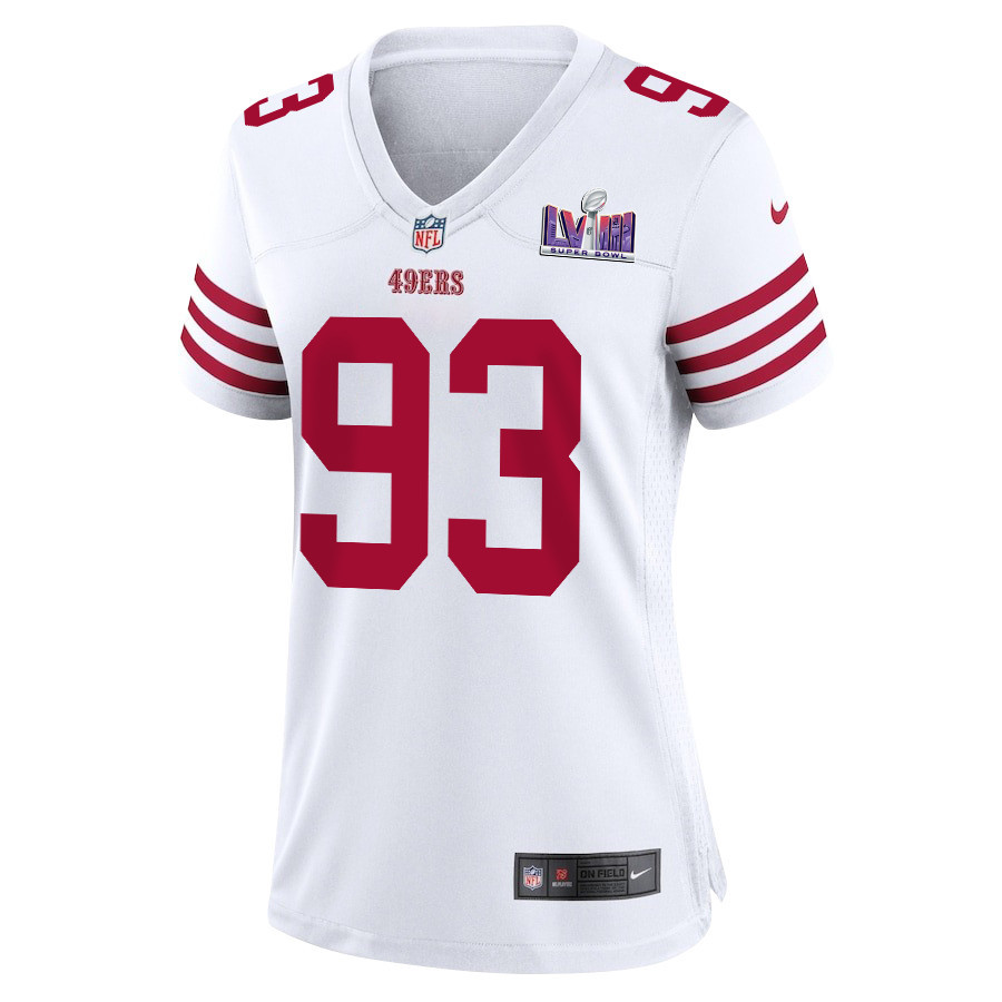 Kalia Davis 93 San Francisco 49ers Super Bowl LVIII Patch Game Women Jersey – White