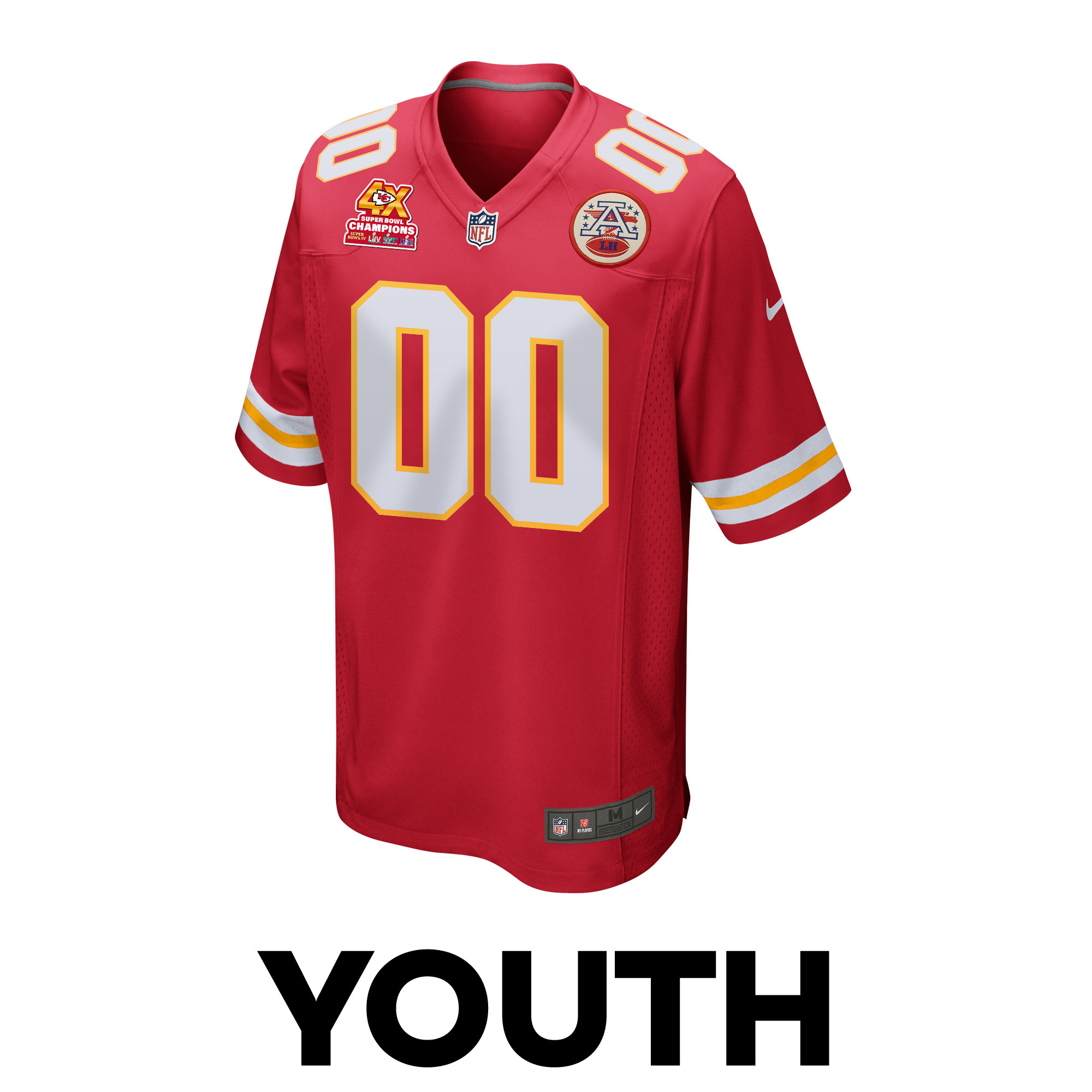 Kansas City Chiefs Super Bowl LVIII Champions 4X Game Custom YOUTH Jersey – Red