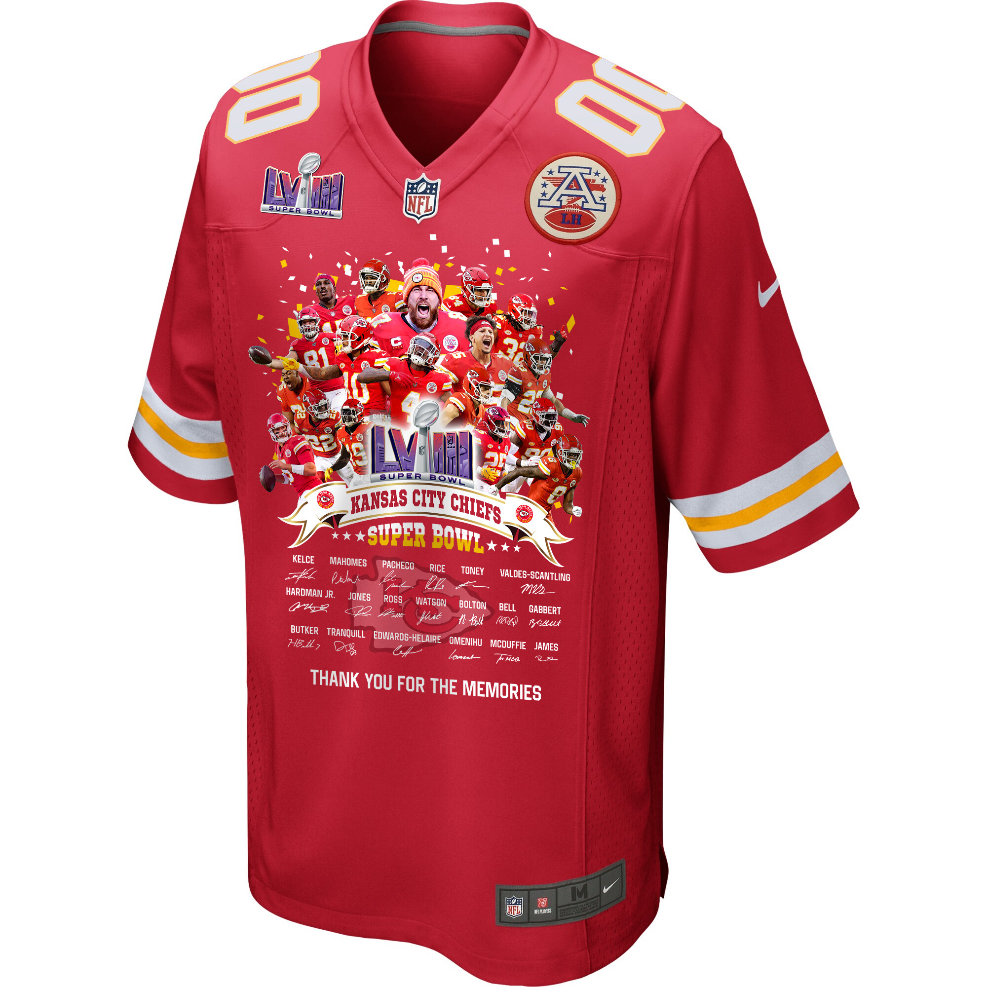 Kansas City Chiefs Super Bowl LVIII Thanks For Memories Game Custom Men Jersey – Red