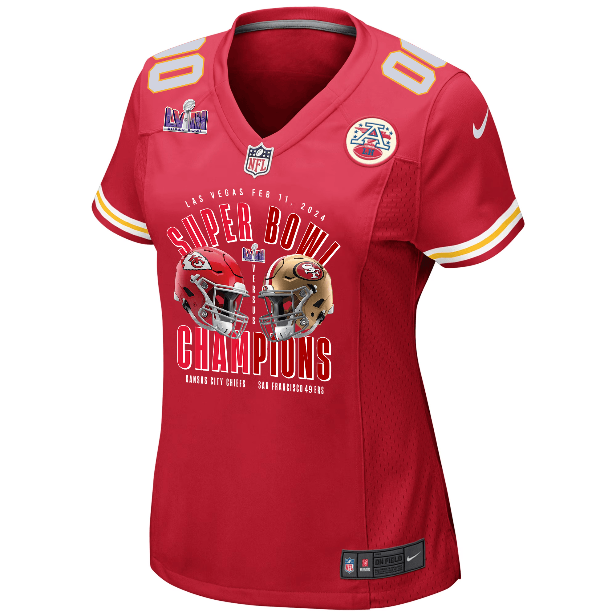 Kansas City Chiefs vs. San Francisco 49ers Super Bowl LVIII Matchup Game Custom Women Jersey – Red