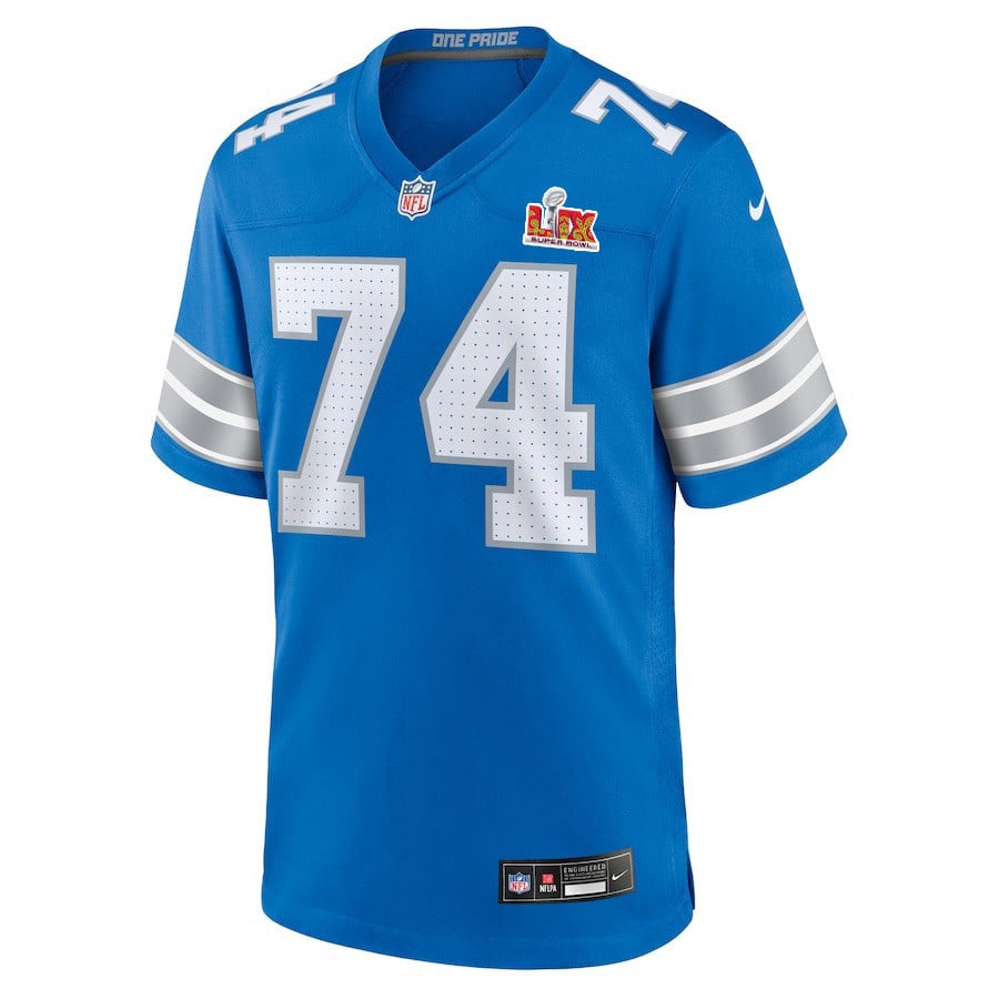 Kayode Awosika #74 Detroit Lions Super Bowl LIX Jersey – Men’s – Blue