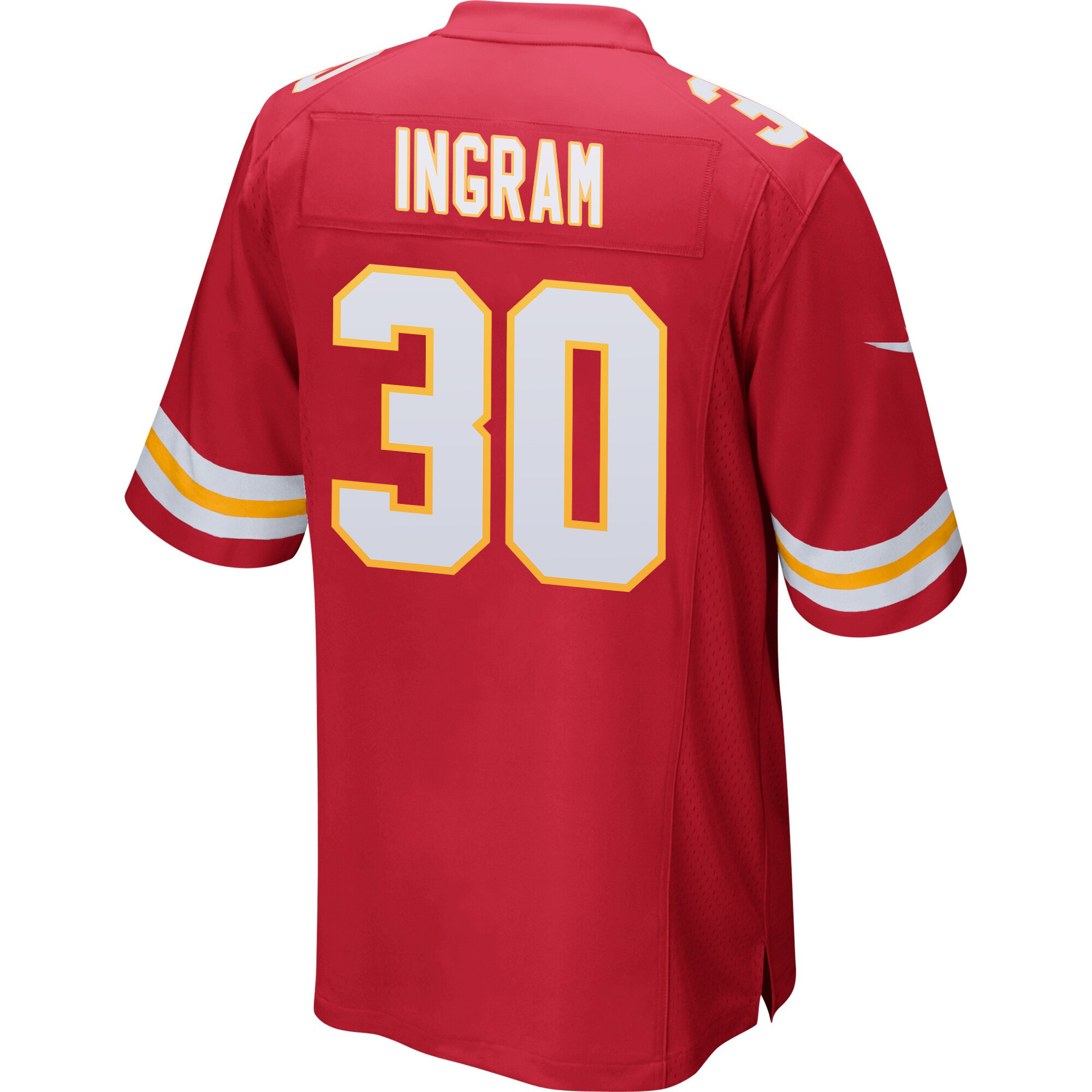 Keaontay Ingram 30 Kansas City Chiefs Super Bowl LVIII Champions 4 Stars Patch Game Men Jersey - Red