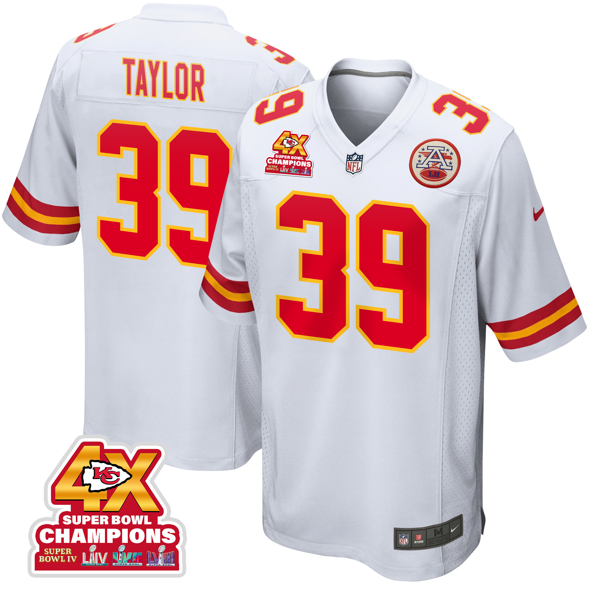 Keith Taylor 39 Kansas City Chiefs Super Bowl LVIII Champions 4X Game Men Jersey - White