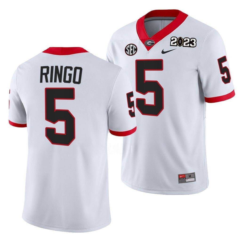 Kelee Ringo Georgia Bulldogs 2023 National Championship College White Football Jersey