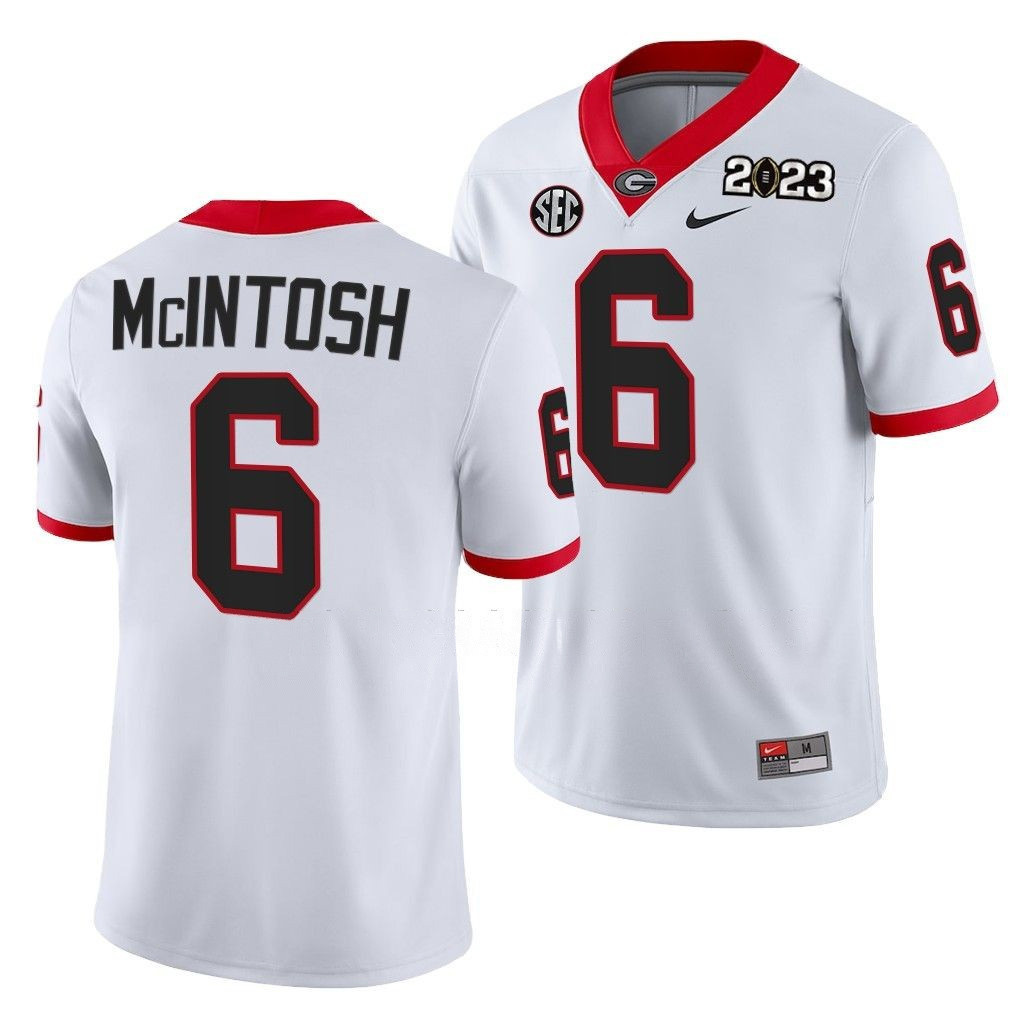 Kenny McIntosh Georgia Bulldogs 2023 National Championship College White Football Jersey