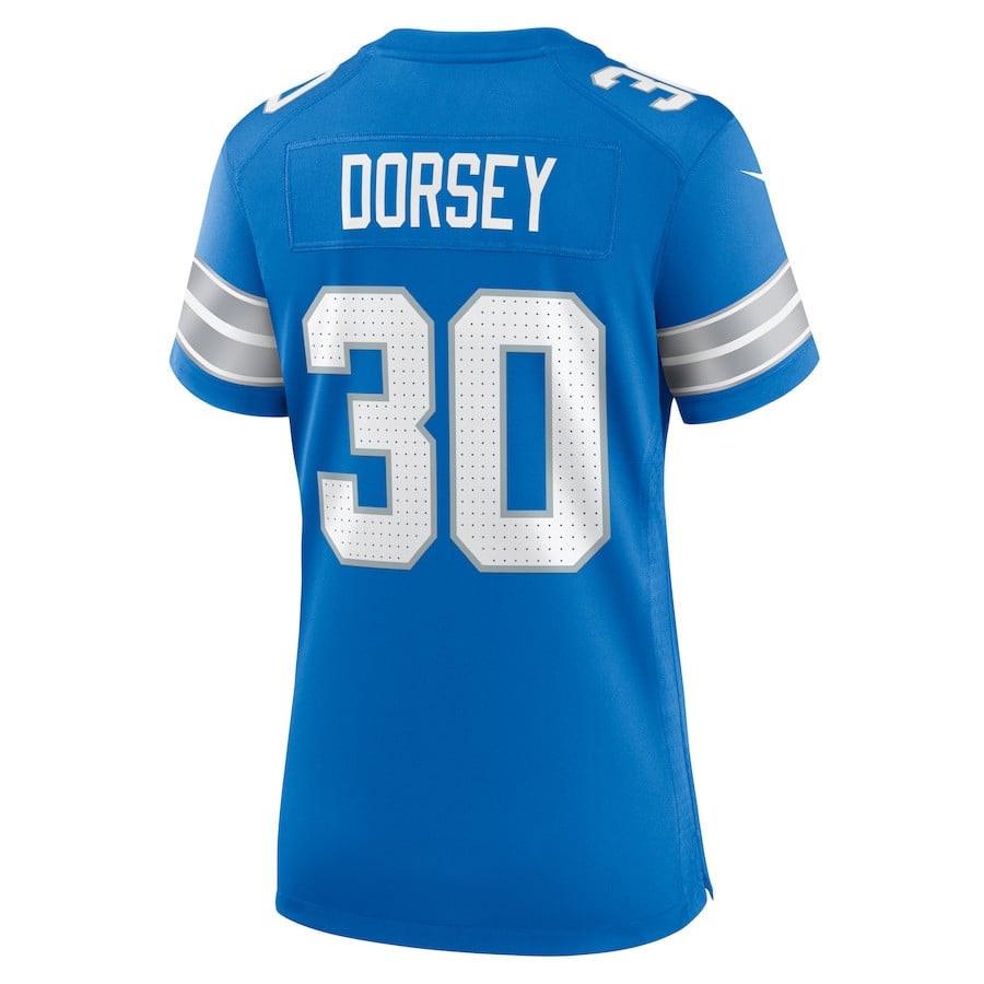 Khalil Dorsey #30 Detroit Lions Super Bowl LIX Women's Jersey - Blue