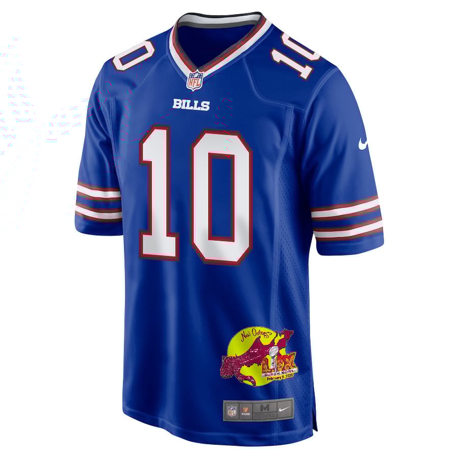 Khalil Shakir 10 Buffalo Bills Super Bowl LIX New Orleans Patch Game Men Jersey - Royal