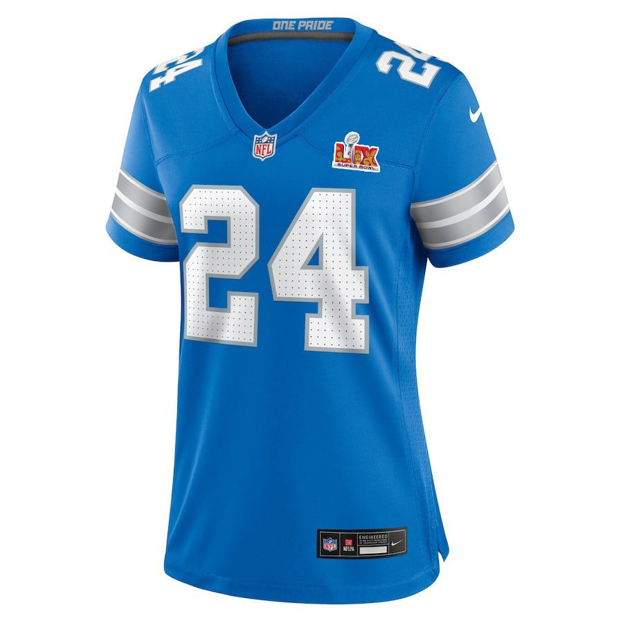 Loren Strickland #24 Detroit Lions Super Bowl LIX Women’s Jersey – Blue