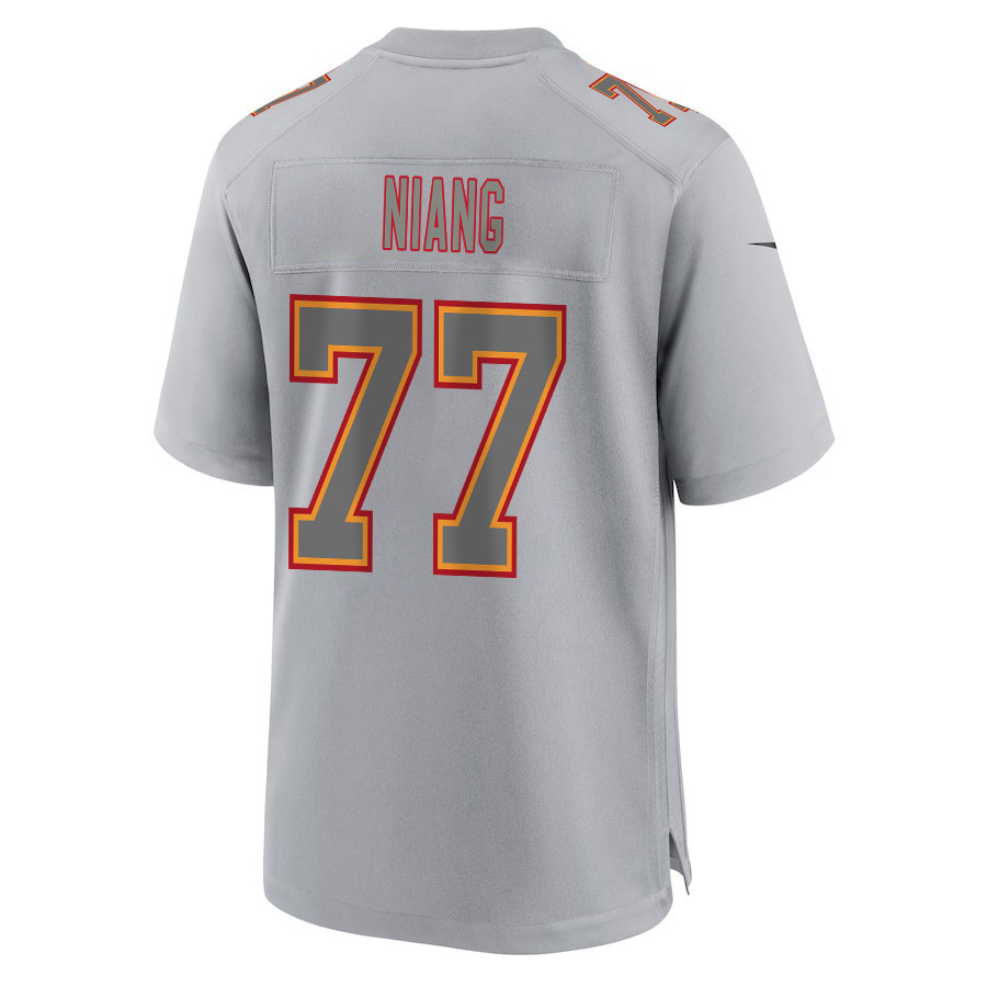 Lucas Niang 77 Kansas City Chiefs Super Bowl LVIII Champions 4 Stars Patch Atmosphere Fashion Game Men Jersey - Gray