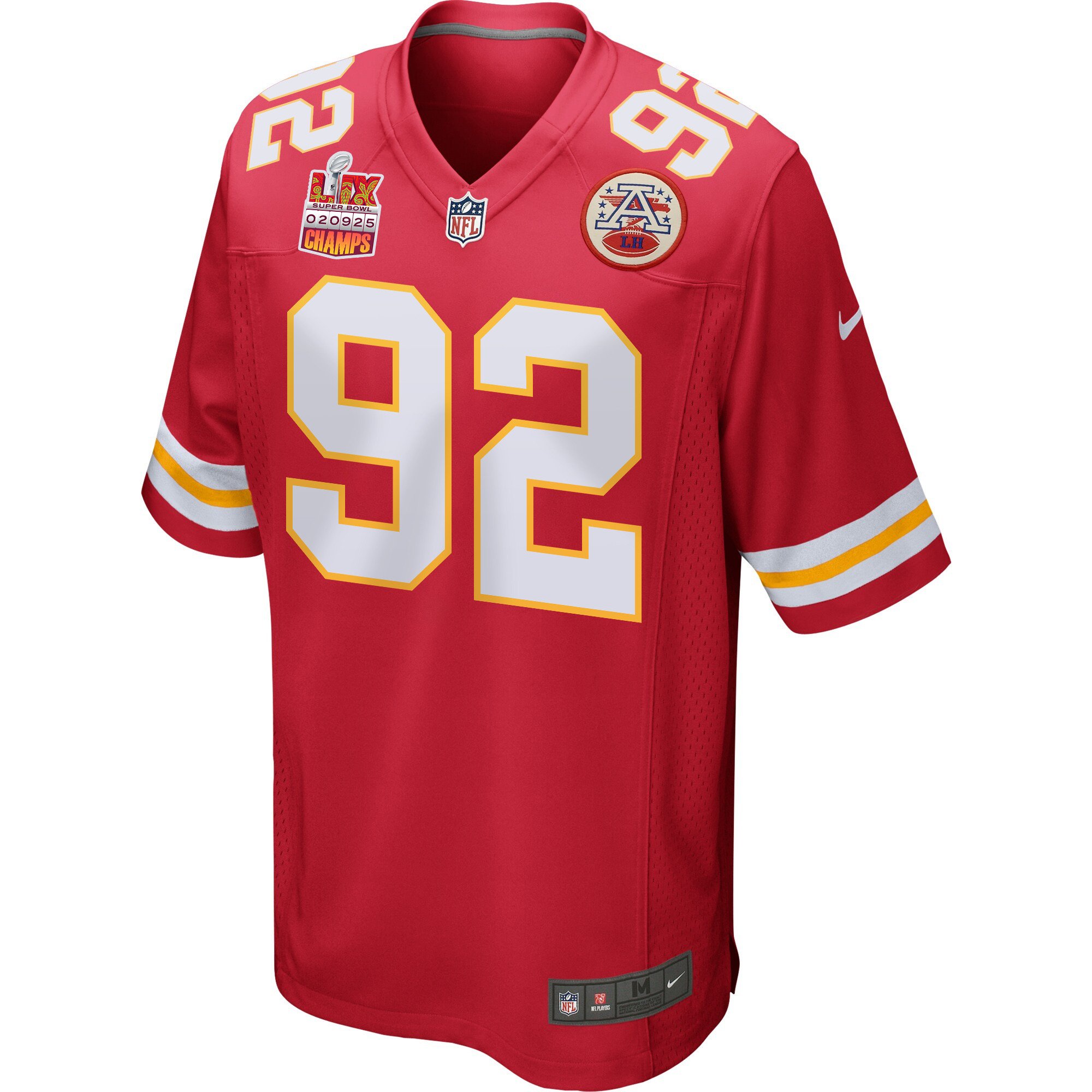 Marlon Tuipulotu 92 Kansas City Chiefs Super Bowl LIX Champions Patch Game Men Jersey - Red