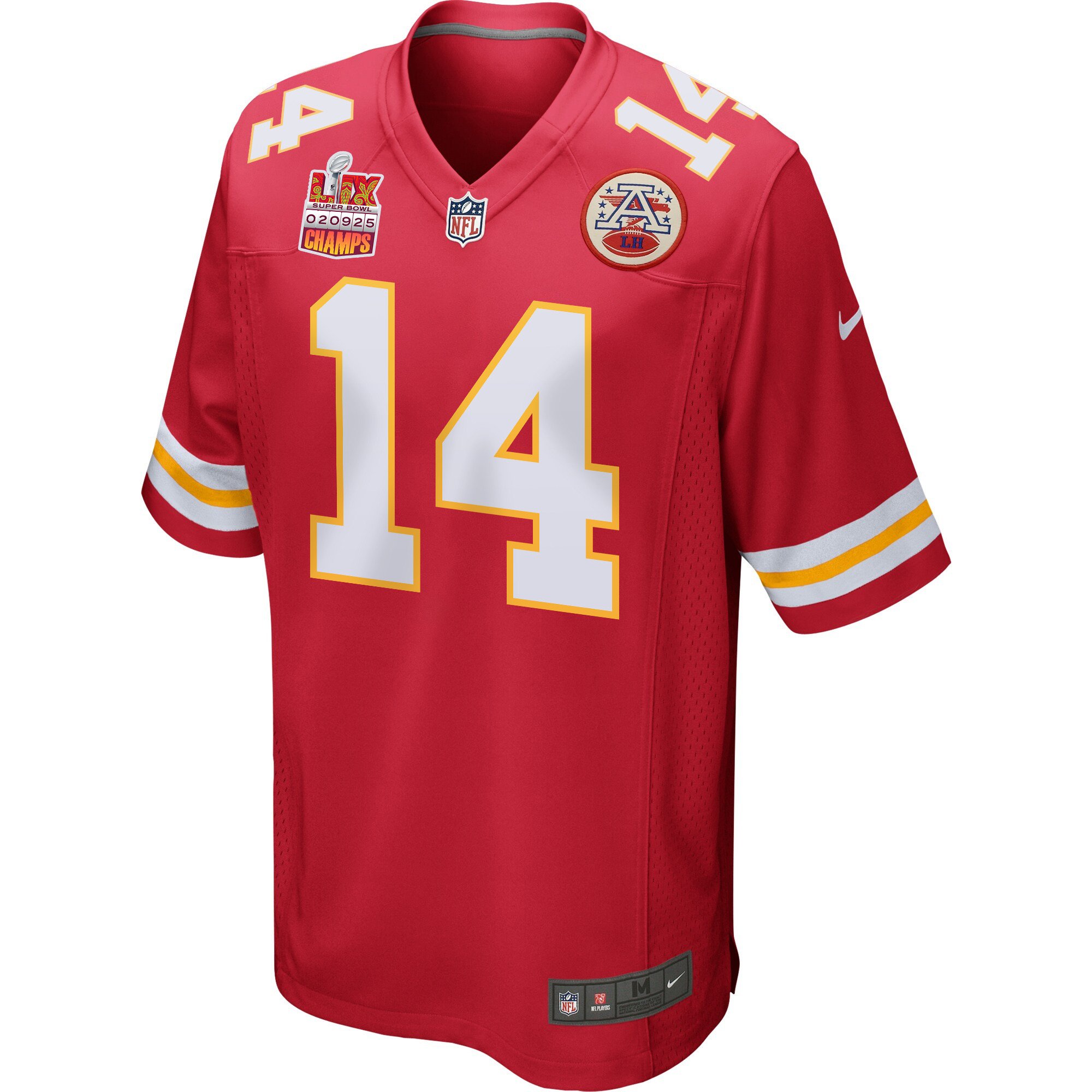 Matt Araiza 14 Kansas City Chiefs Super Bowl LIX Champions Patch Game Men Jersey - Red