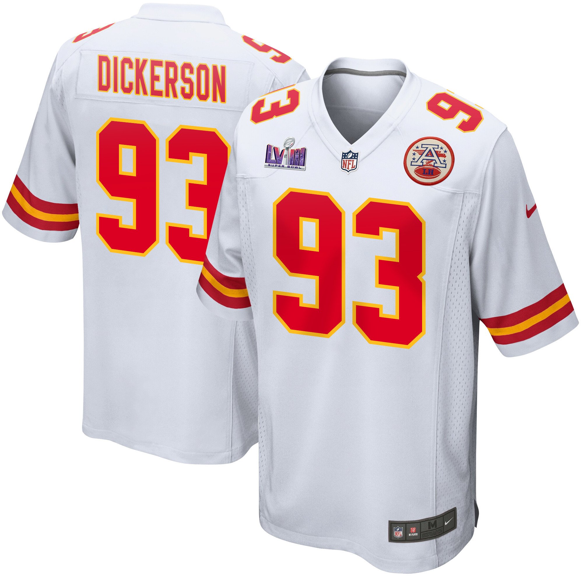 Matt Dickerson 93 Kansas City Chiefs Super Bowl LVIII Patch Game Men Jersey - White