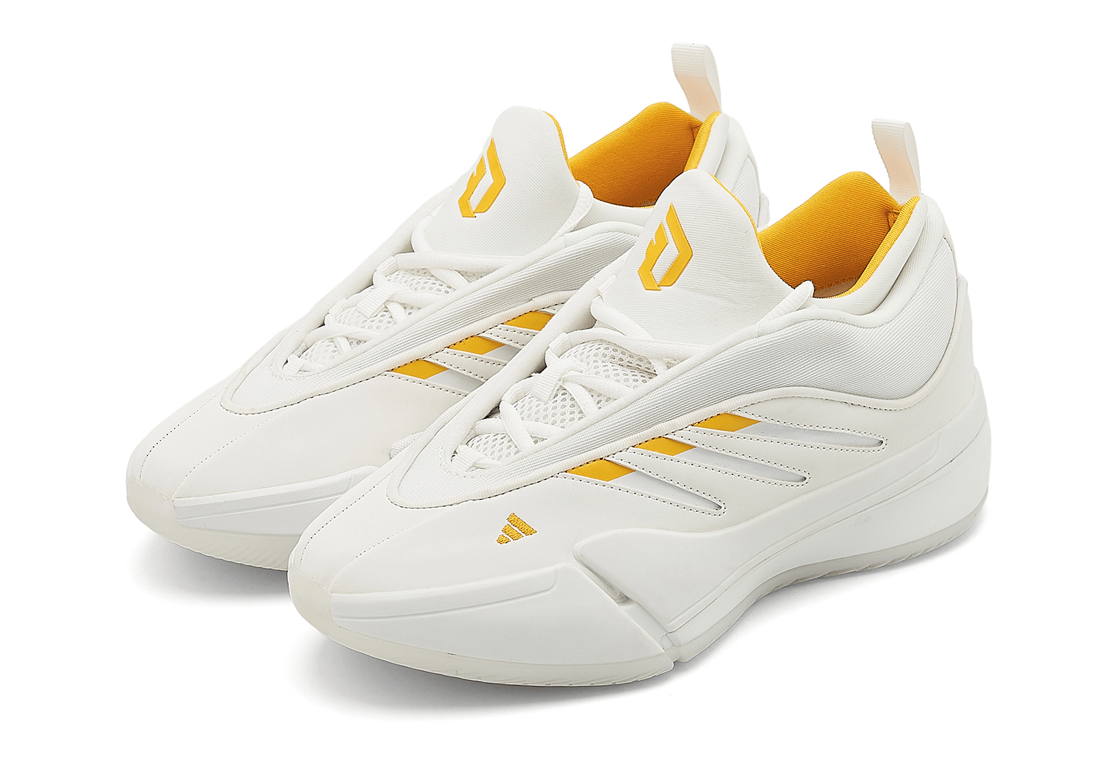 Men's Adidas Dame 9 7-13 White Yellow Shoes