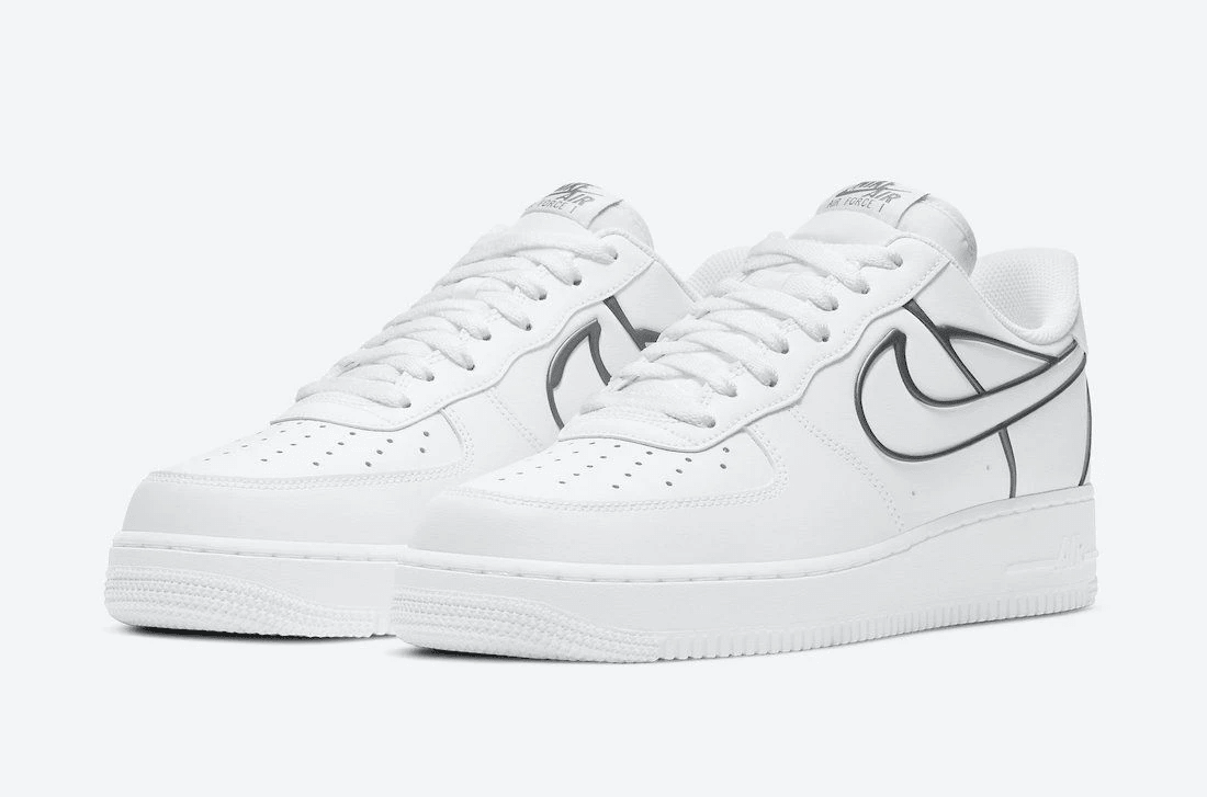Men's Air Force 1 Low Added Silver Heel Brace Shoes