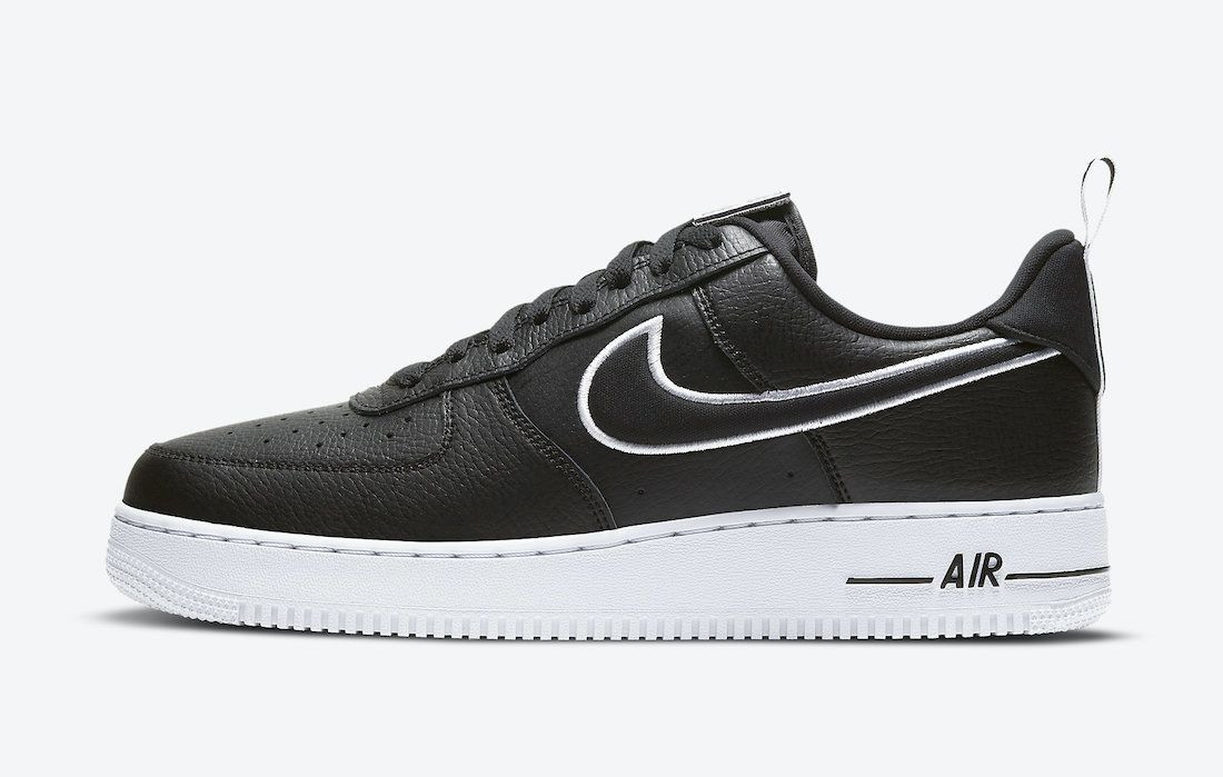 Men's Air Force 1 Low Velcro Patches and Oversized Heel Tabs Black Shoes