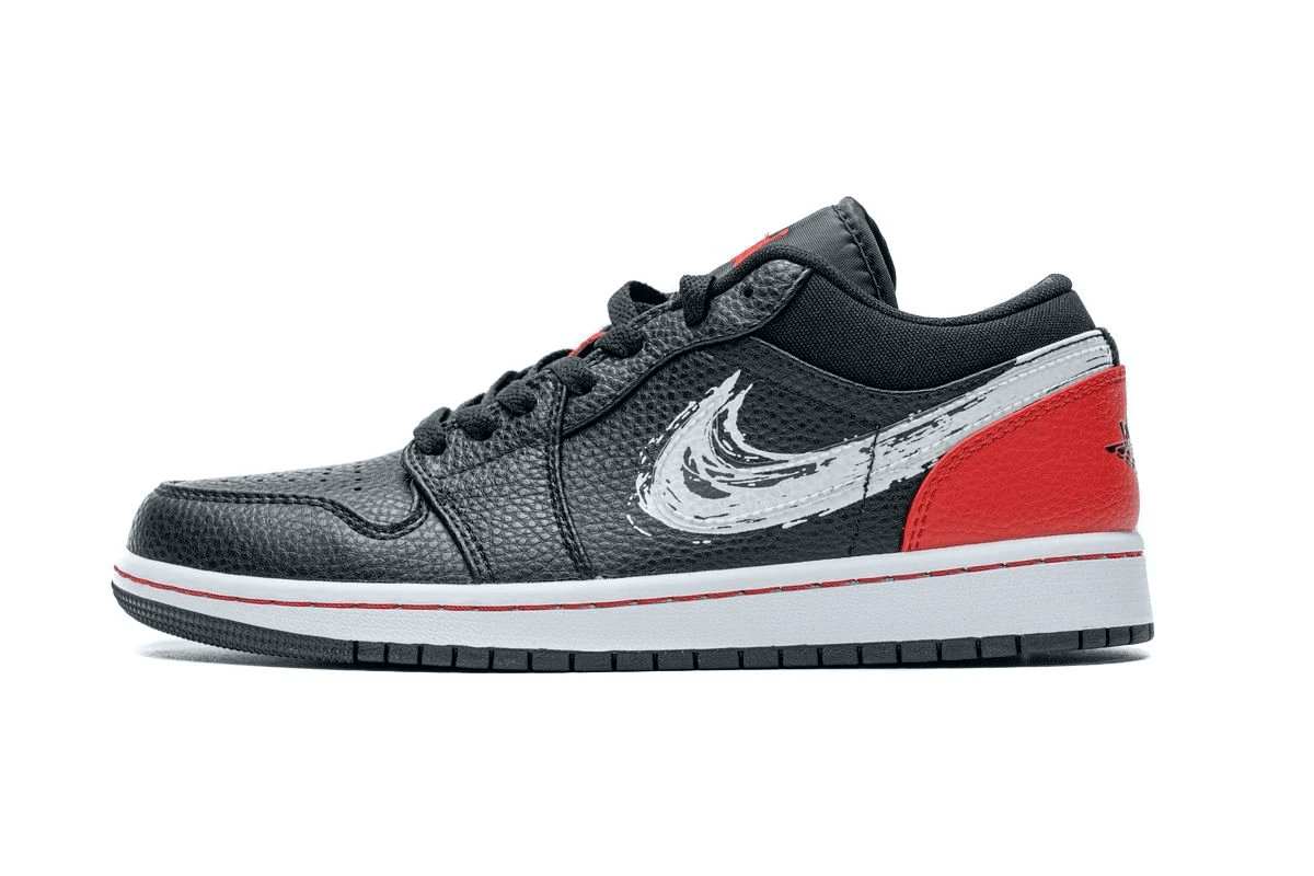 Men's Air Jordan 1 Low Brushstroke Swoosh Shoes