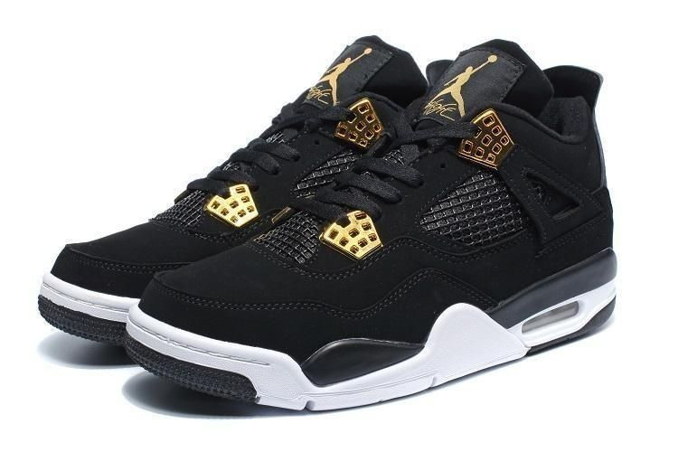 Men's Air Jordan 4 Black Metallic Gold Shoes