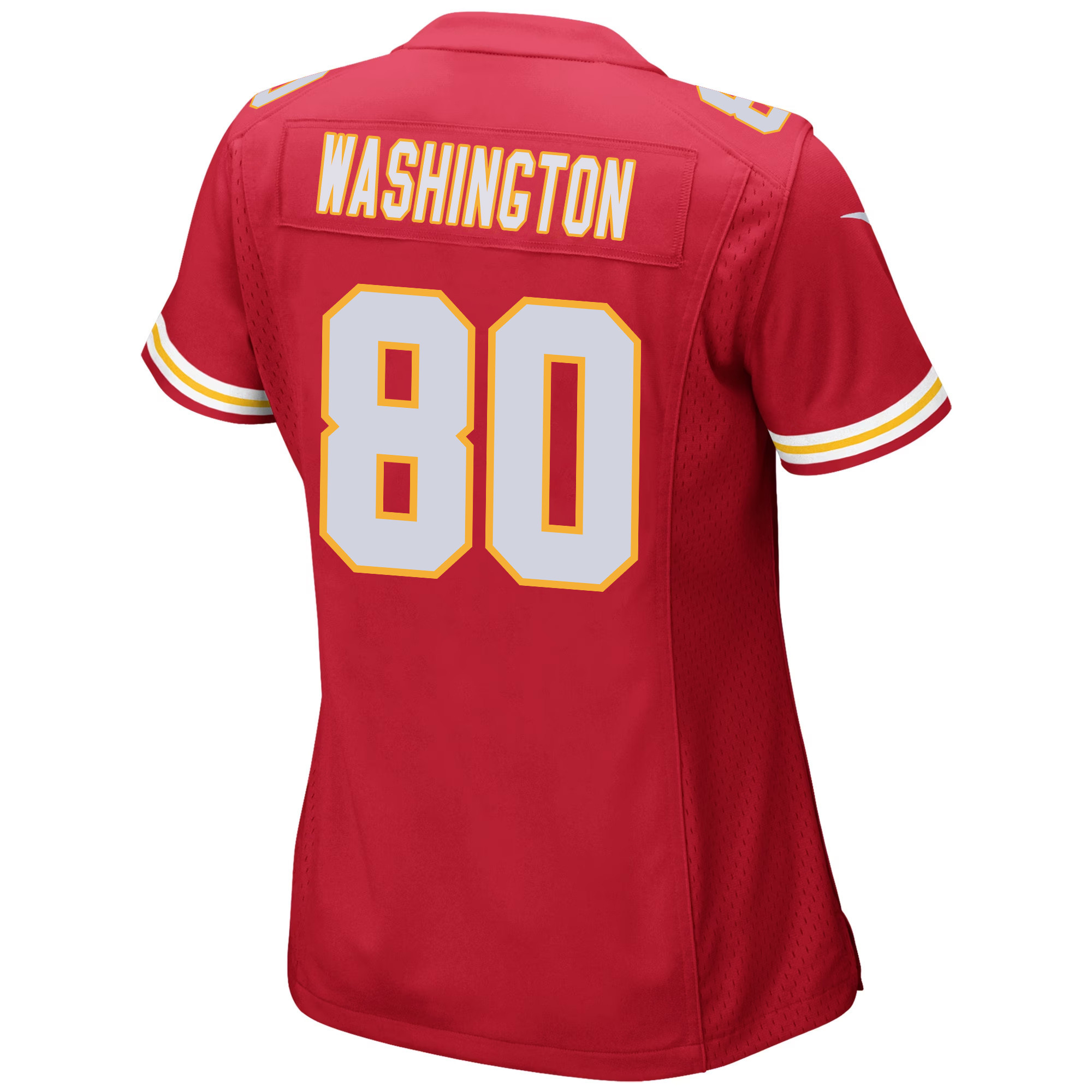 Montrell Washington 80 Kansas City Chiefs Super Bowl LVIII Champions 4 Stars Patch Game Women Jersey - Red