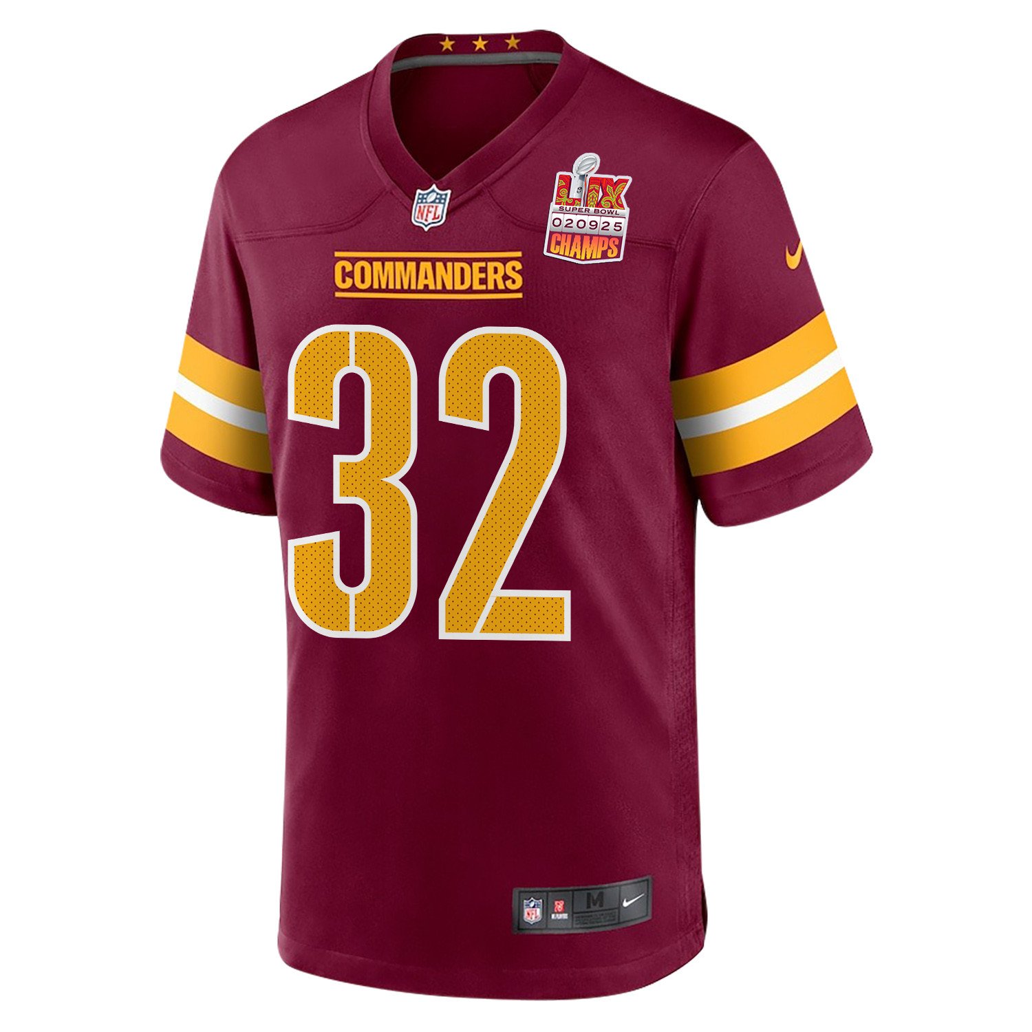Mykal Walker 32 Washington Commanders Super Bowl LIX Champions Patch Game Men Jersey - Burgundy