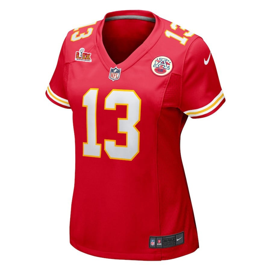 Nazeeh Johnson #13 Kansas City Chiefs Super Bowl LIX Women’s Jersey – Red