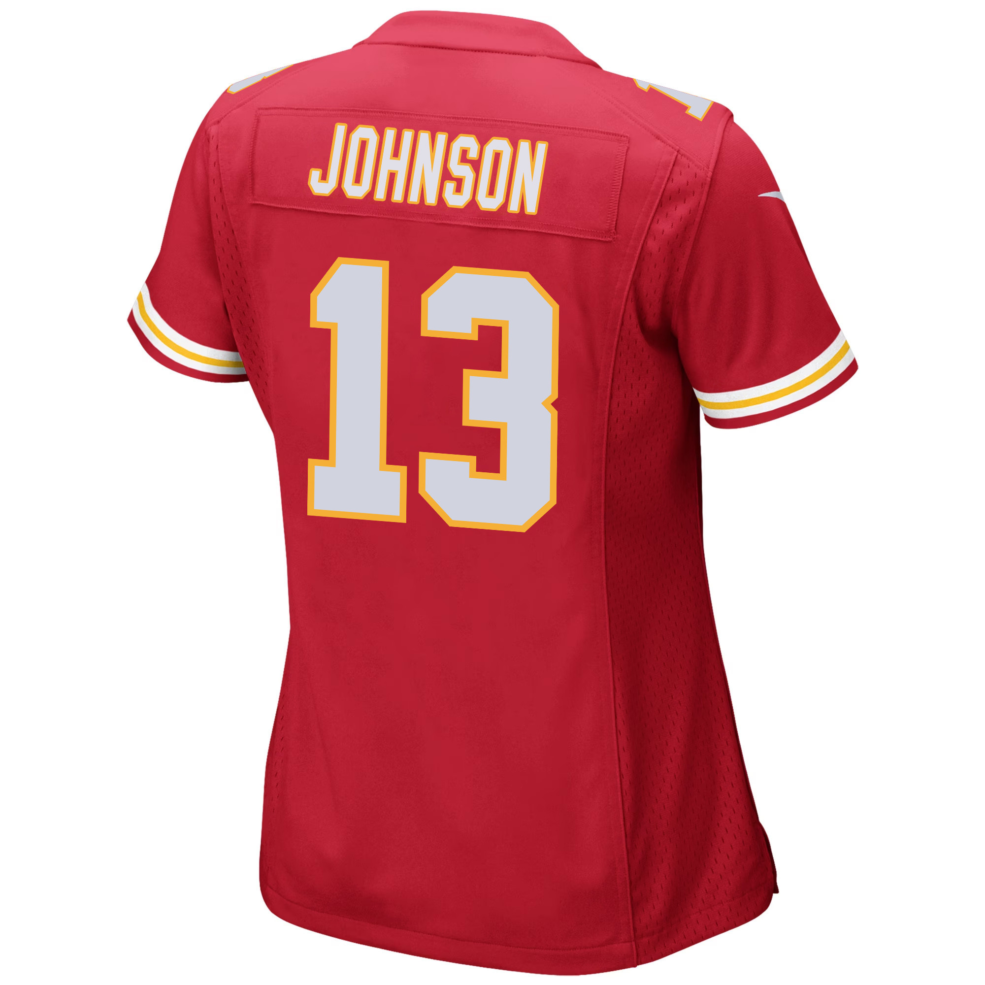 Nazeeh Johnson 13 Kansas City Chiefs Super Bowl LVIII Champions 4 Stars Patch Game Women Jersey - Red
