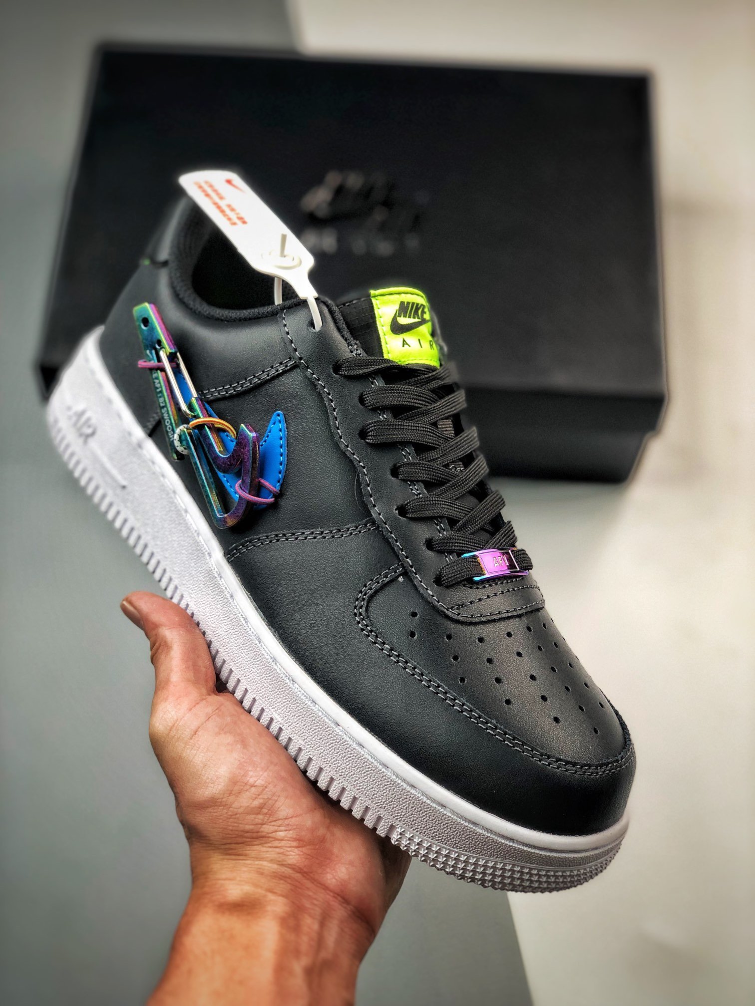 Nike Air Force 1 Low  Carabiner Swoosh  Dark Smoke Grey/Photo Blue-Volt