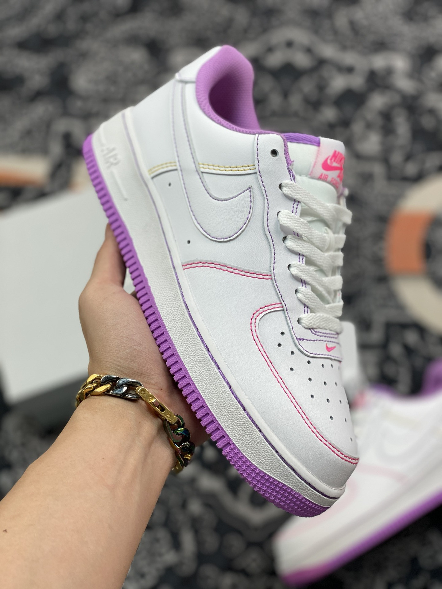 Nike Air Force 1 Low GS Contrast Stitch Fuchsia Glow