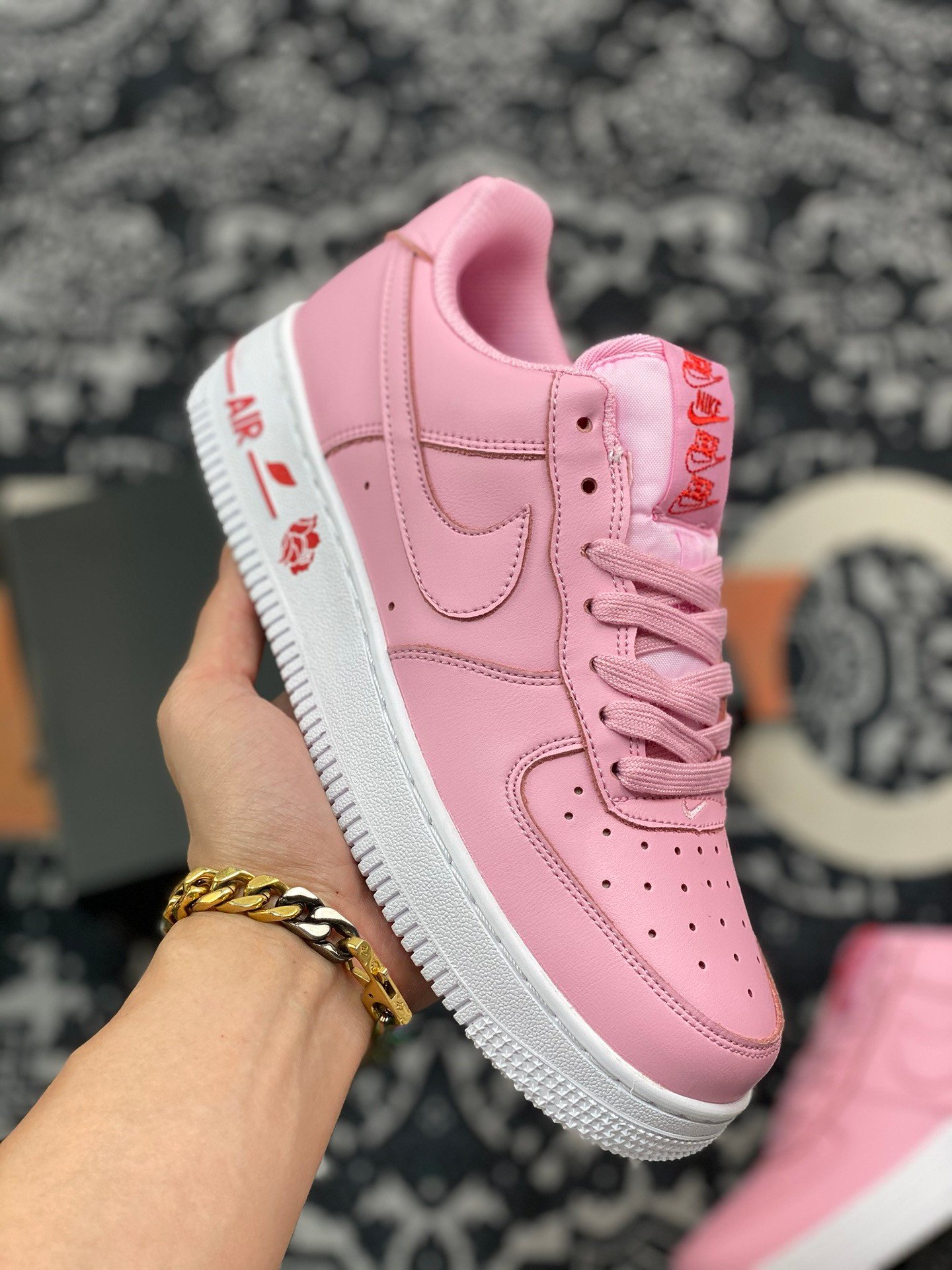 Nike Air Force 1 Low  Rose  Pink Foam/Pink Foam-University Red