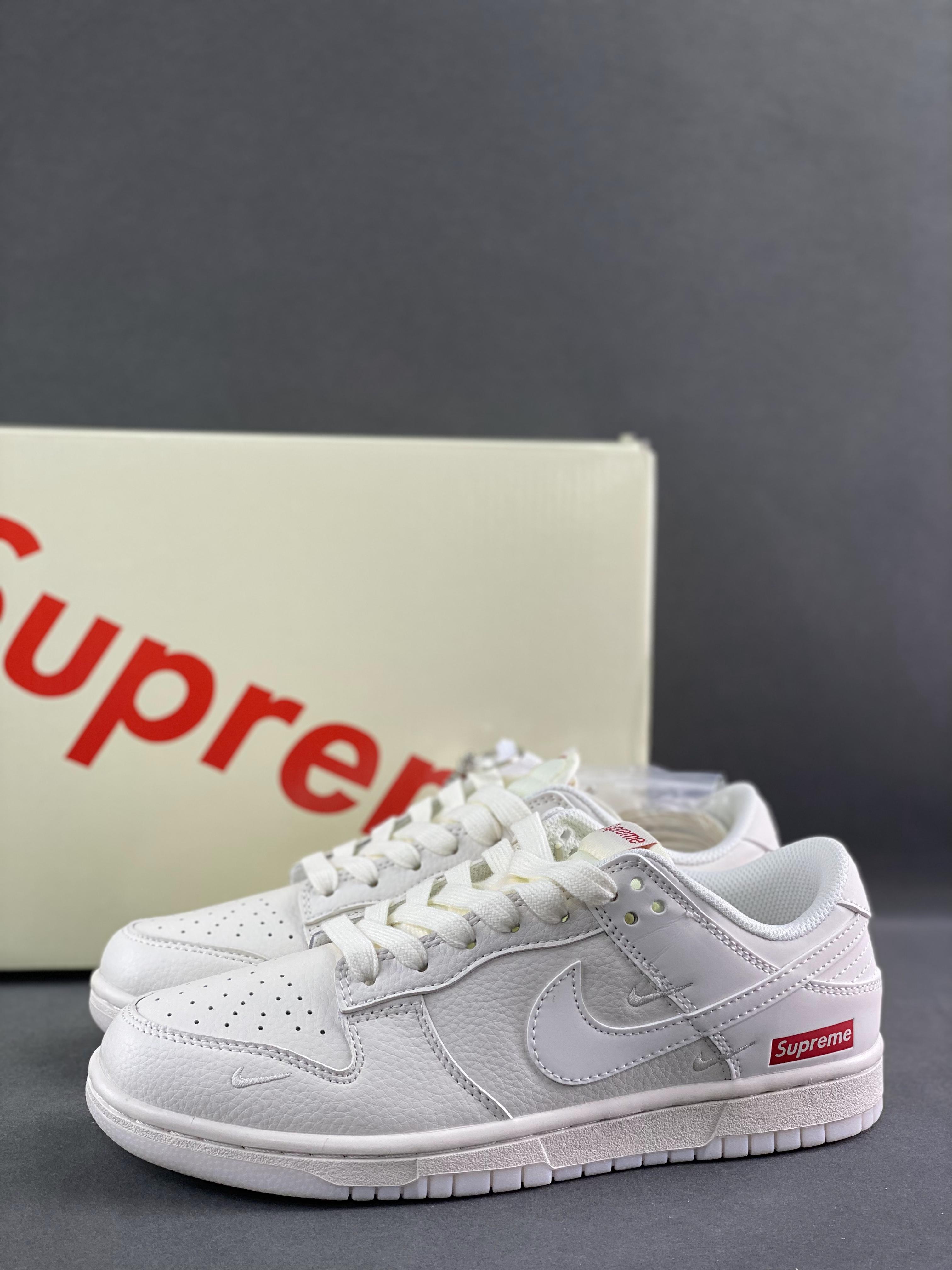 Nk SB Dunk Low Supreme joint-off-white double hook Anniversary high-end customized low-top casual sneakers Item number: BB8675-104 Size: 36-45 (with half size 9