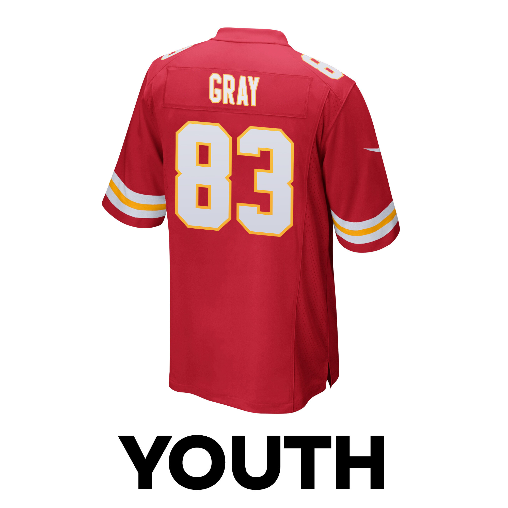 Noah Gray 83 Kansas City Chiefs Super Bowl LVIII Champions 4 Stars Patch Game YOUTH Jersey - Red