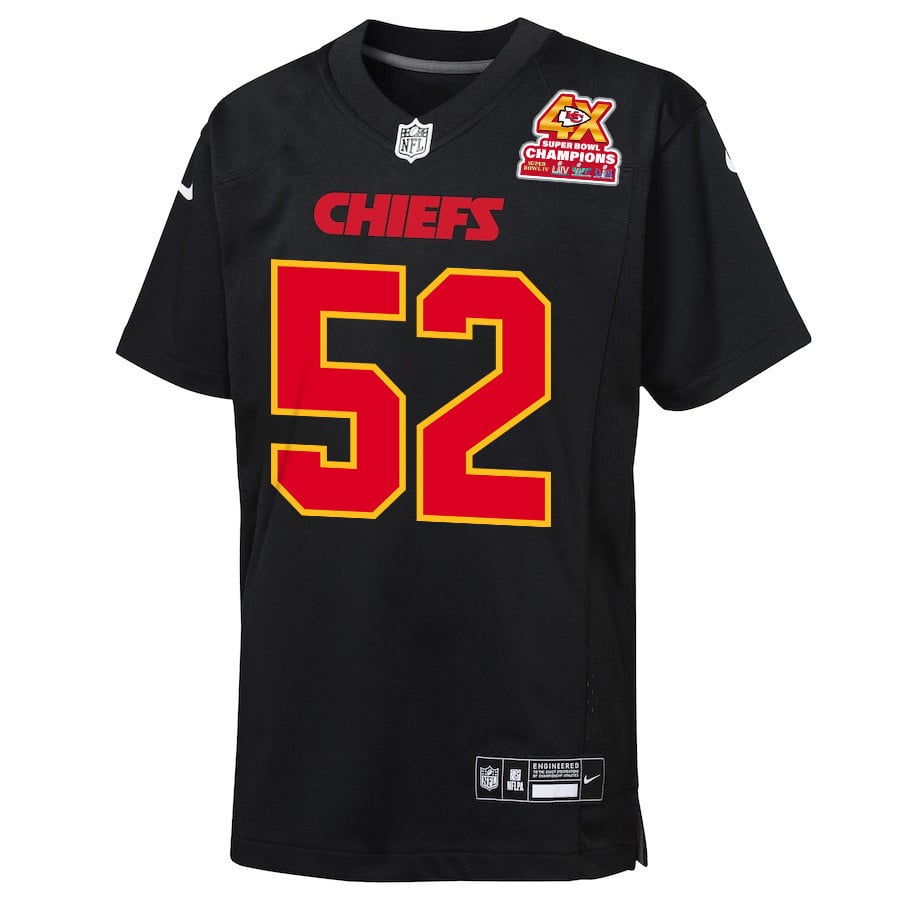 Noah Gray 83 Kansas City Chiefs Super Bowl LVIII Champions 4X Fashion Game YOUTH Jersey – Carbon Black
