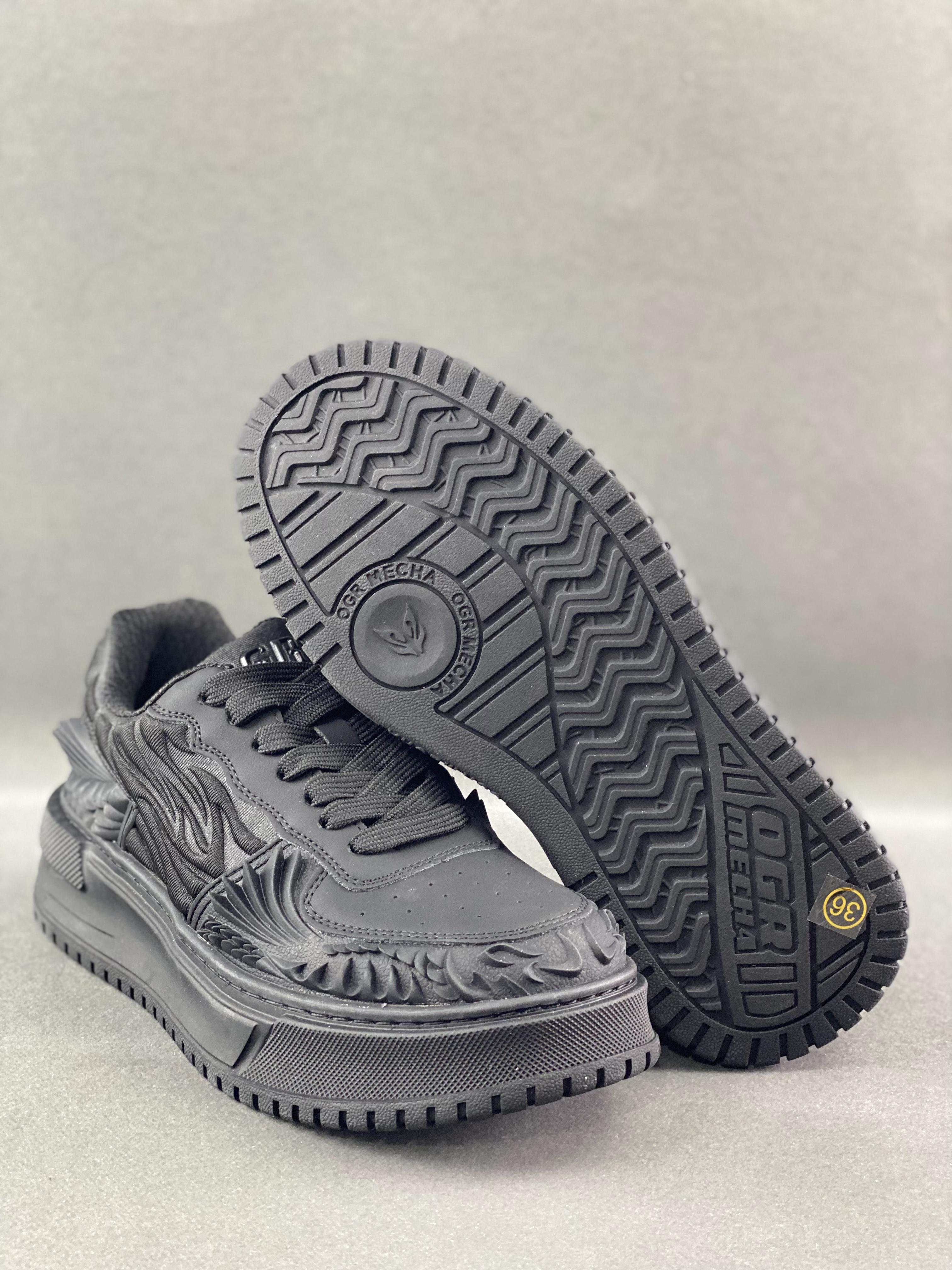 ogr Dragon Scale Series Black Limited National Fashion White Shoes 2024 Limited Edition Produced by Guangdong Pure Original, using rubber 3D mecha shell design, thick sole, increased height, fashionable low-cut couple shoes, code number: 36-459