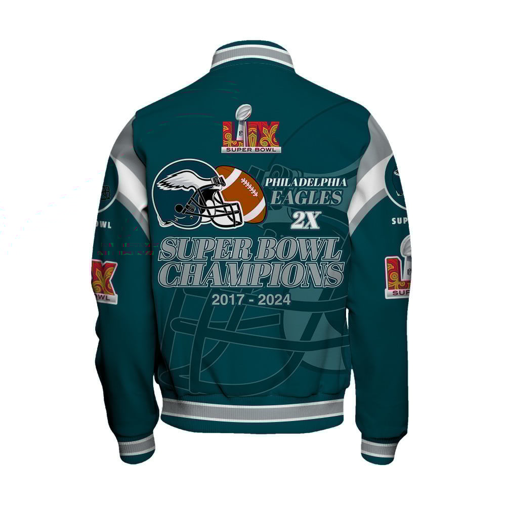 Philadelphia Eagles Super Bowl LIX 2025 Make History Varsity Jacket - All-Over-Printed Jacket