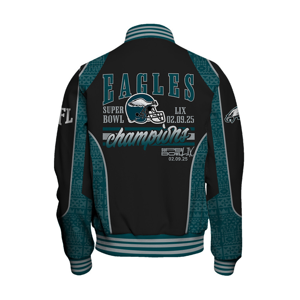 Philadelphia Eagles Super Bowl LIX Champions Keep The Fire Of Victory Varsity Jacket - All-Over-Printed Jacket