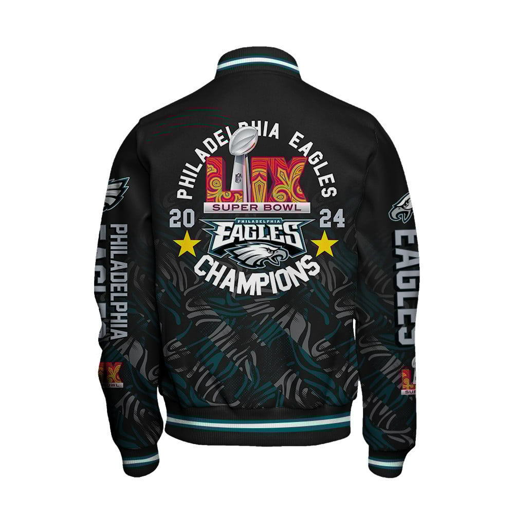 Philadelphia Eagles Super Bowl LIX Champions Soaring High Varsity Jacket - All-Over-Printed Jacket