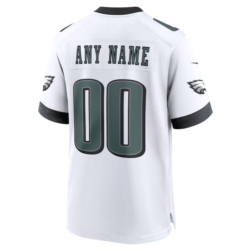Philadelphia Eagles Super Bowl LIX Patch Game Men Custom Jersey - White